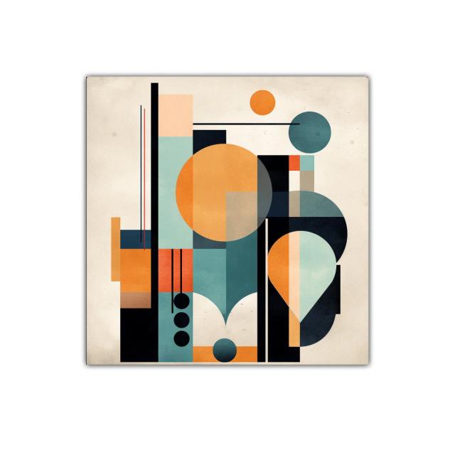 Composición geométrica en tonos cálidos y fríos