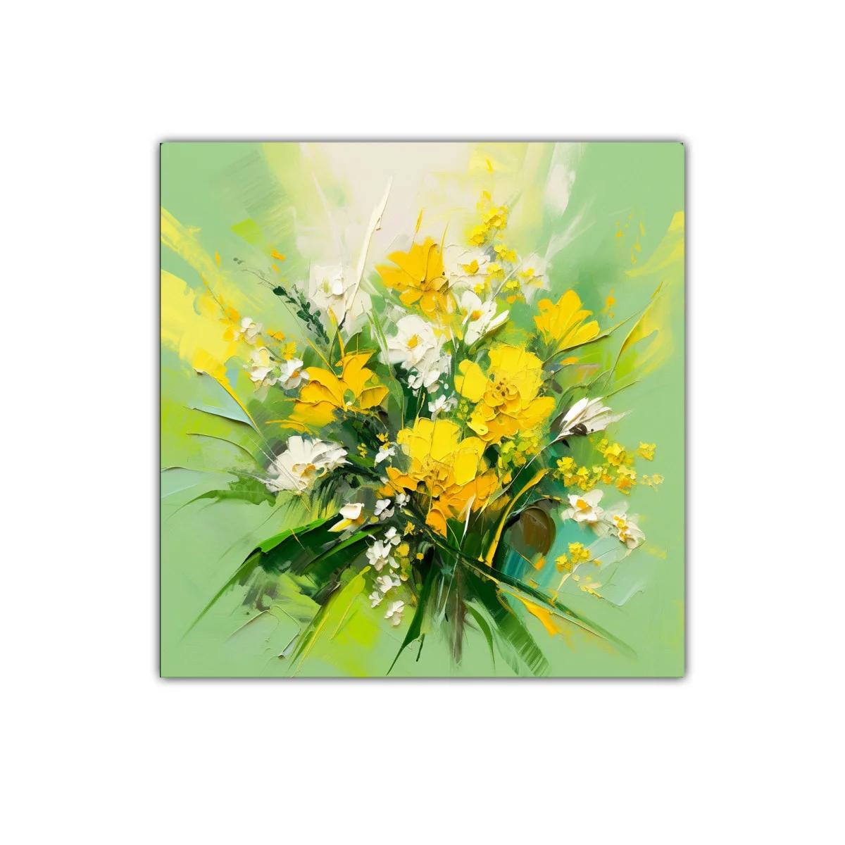Cuadro decorativo con vibrante ramo de flores amarillas y blancas — imagen principal
