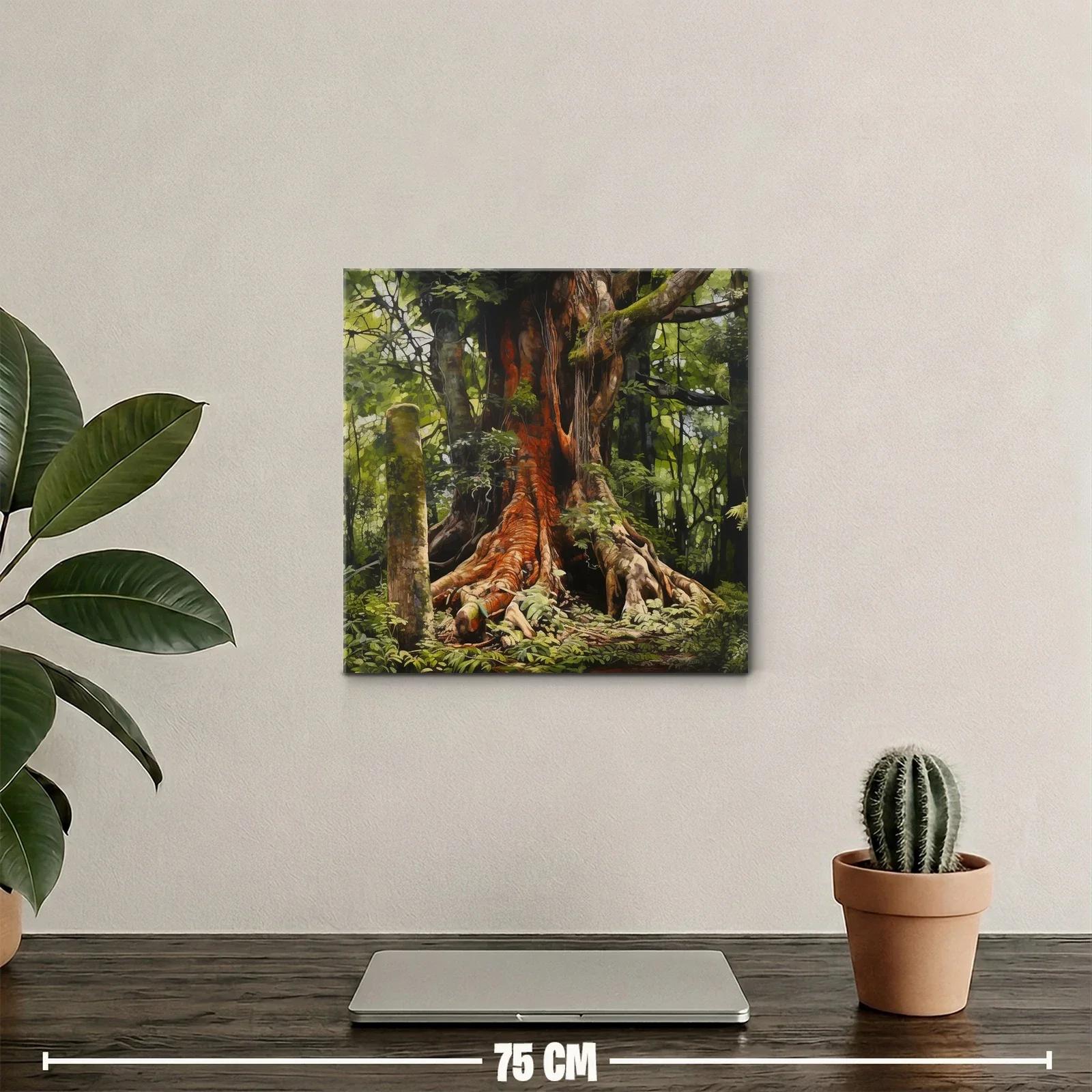 Majestuoso árbol con raíces aéreas en bosque tropical verde — miniatura 2