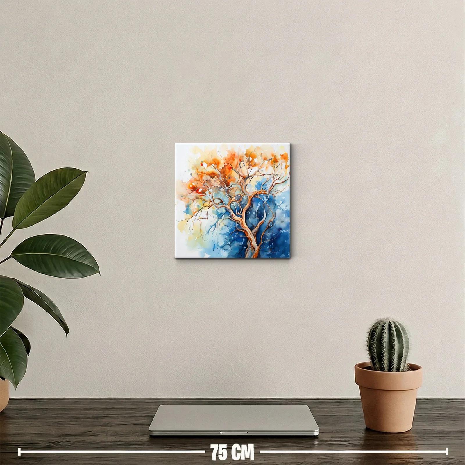 Árbol vibrante en tonos cálidos y fríos contrastantes — miniatura 2