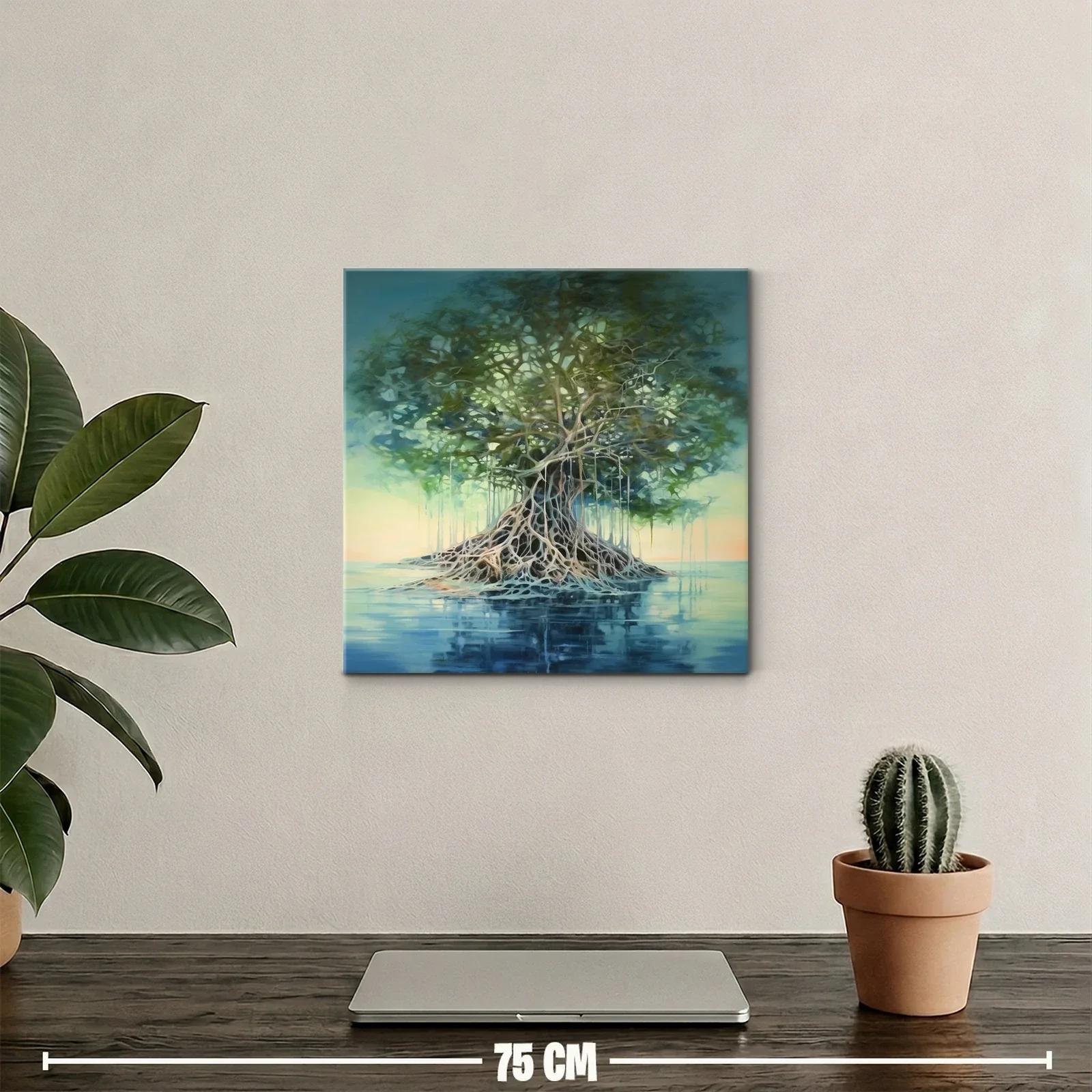 Árbol enraizado en agua con tonos suaves y verdes — miniatura 2