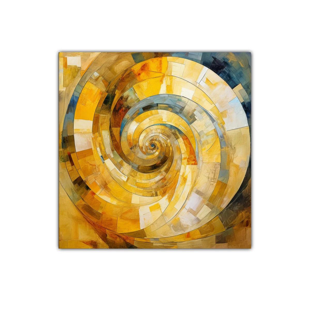 Cuadro decorativo con espiral abstracta en tonos cálidos