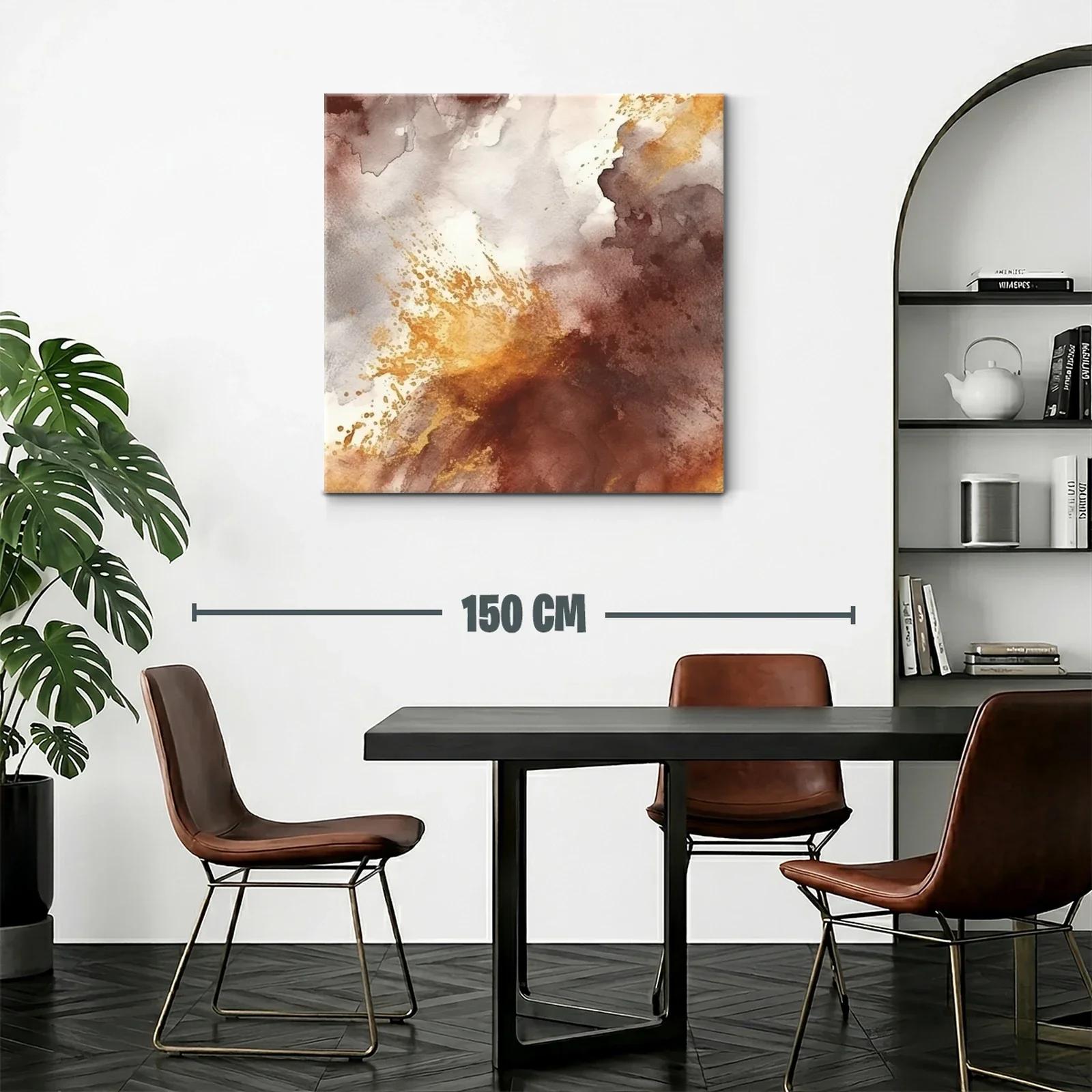 Cuadro abstracto en tonos tierra y dorados cálidos — miniatura 2