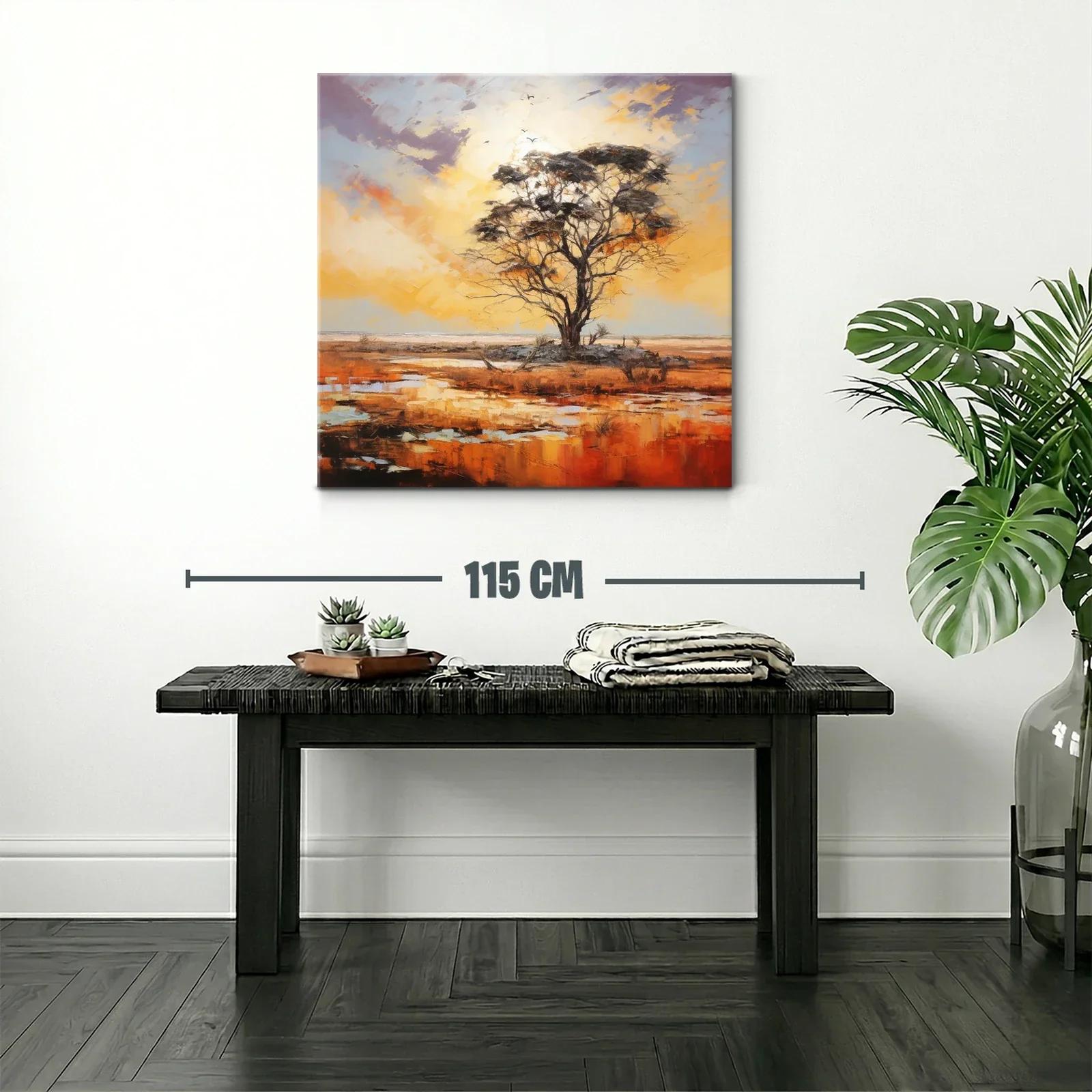 Solitaria silueta de árbol al atardecer en paisaje abierto — miniatura 2