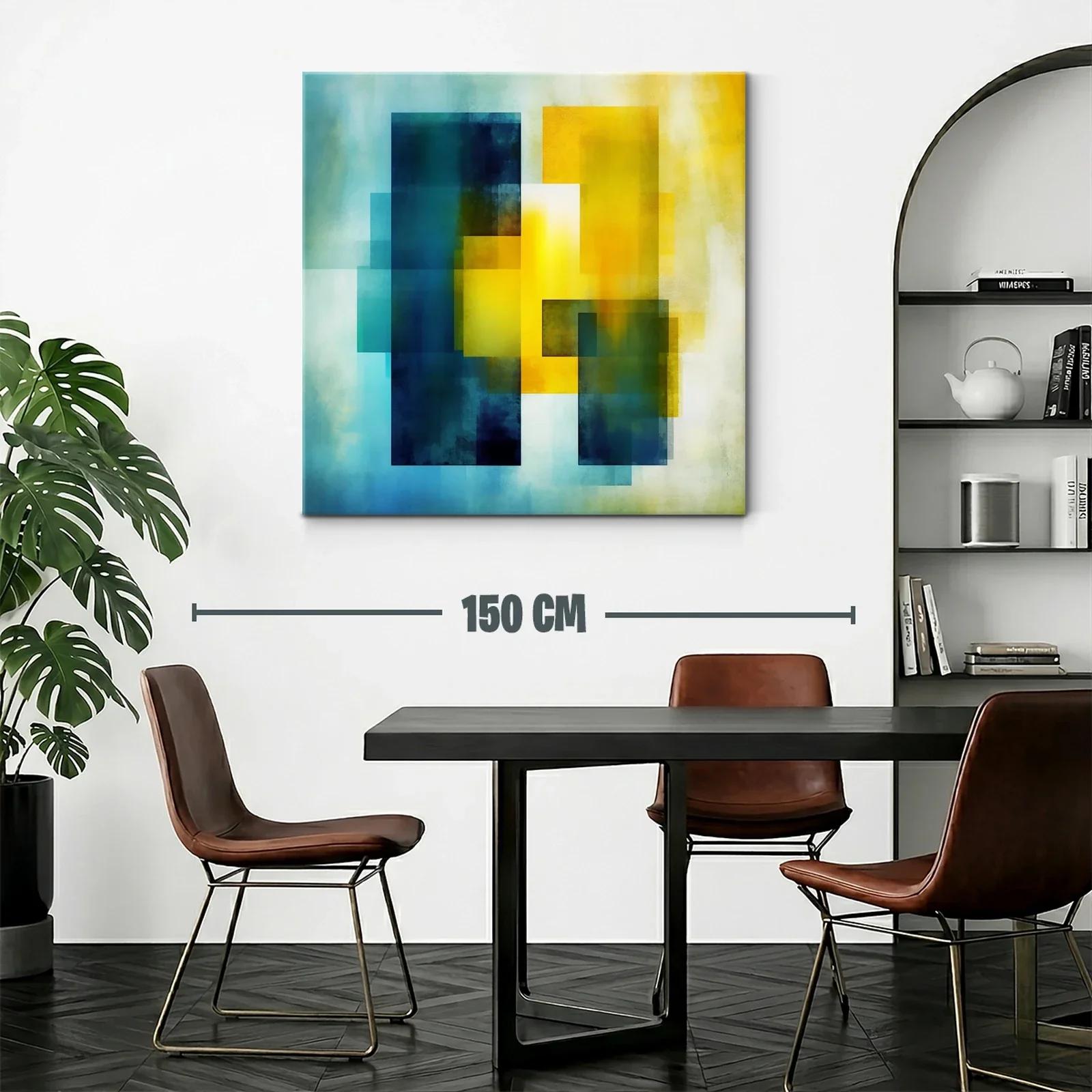 Composición abstracta con tonos azules y amarillos vibrantes — miniatura 2