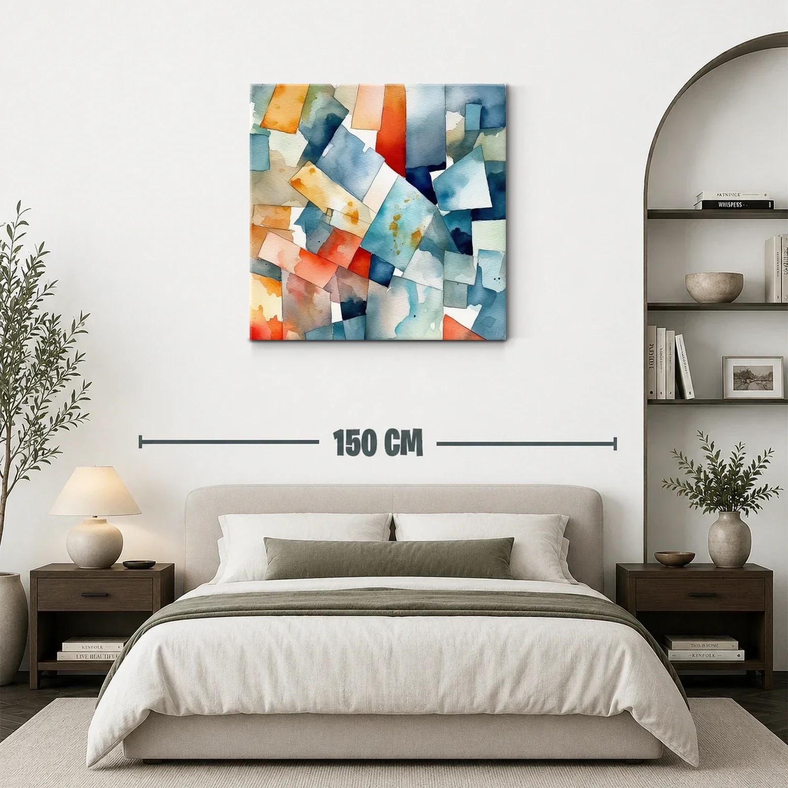 Composición abstracta con tonos cálidos y fríos vibrantes — miniatura 3