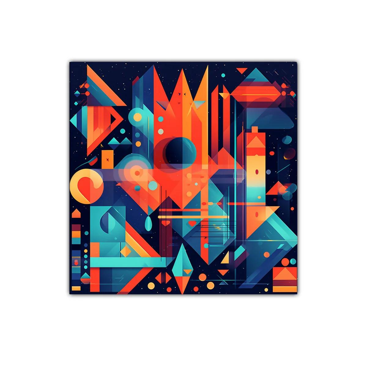 Cuadro abstracto con formas geométricas y tonos cálidos