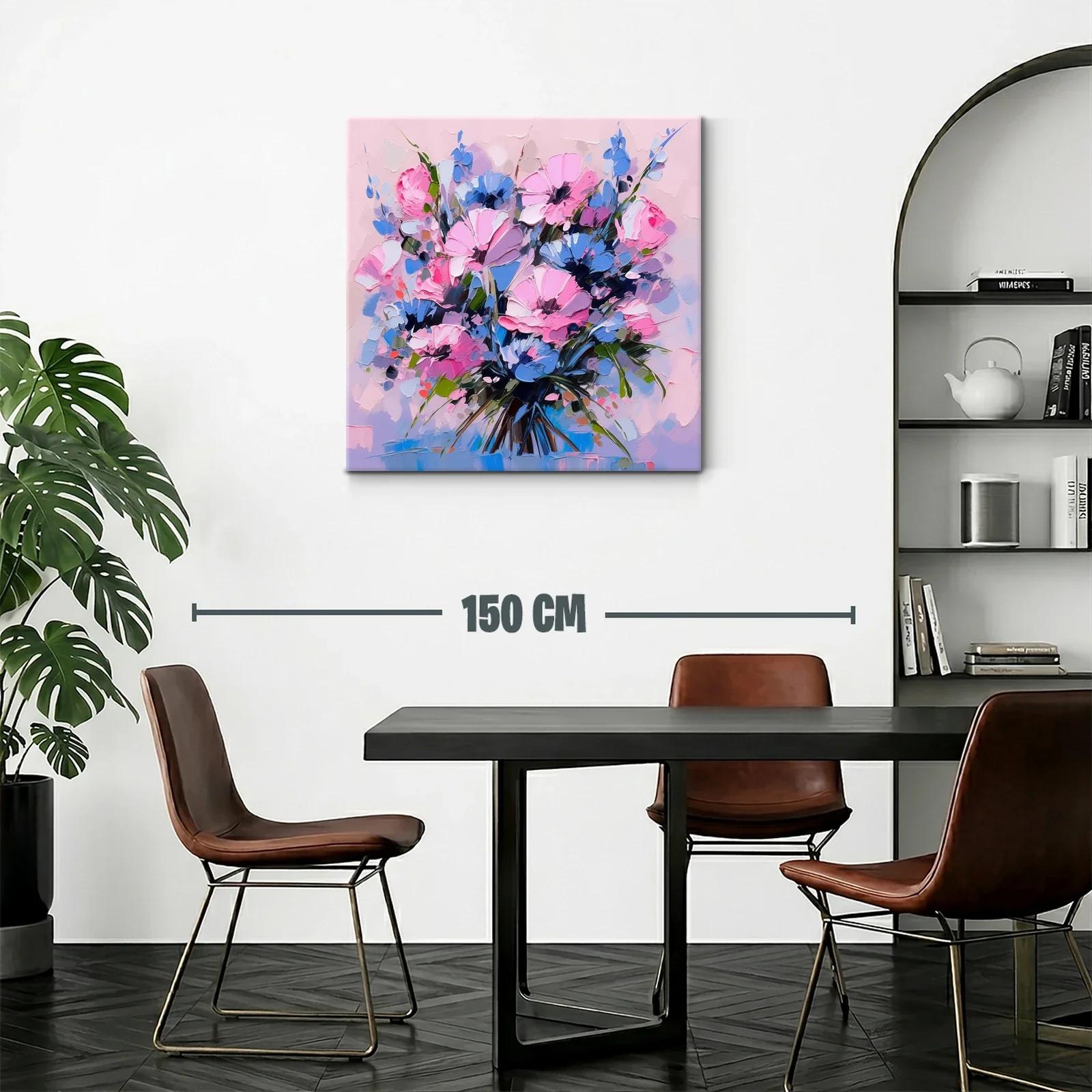 Ramo de flores en tonos rosas y azules vibrantes — miniatura 2