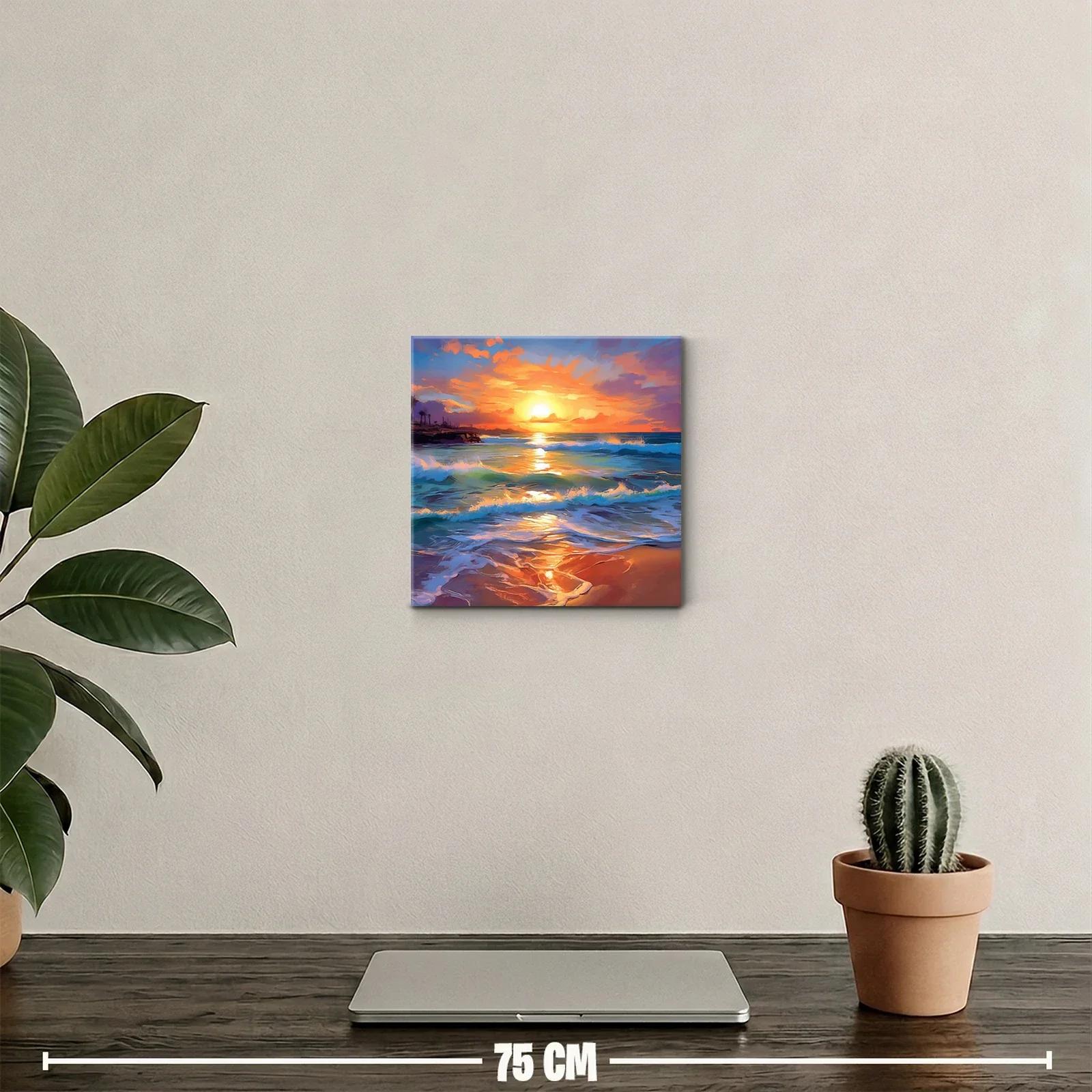 Atardecer vibrante con olas en playa serena — miniatura 2