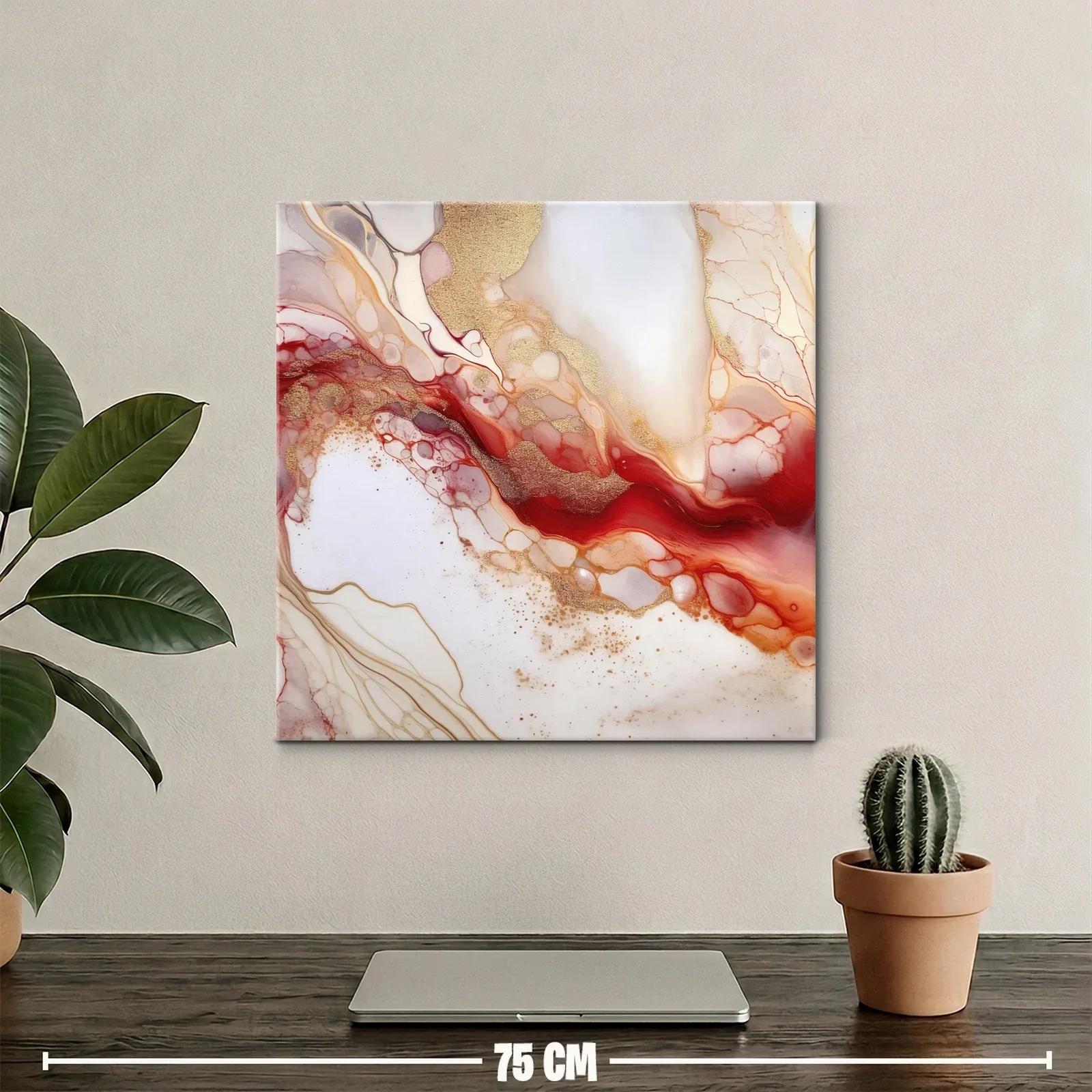 Cuadro abstracto con tonos cálidos y destellos dorados — miniatura 2