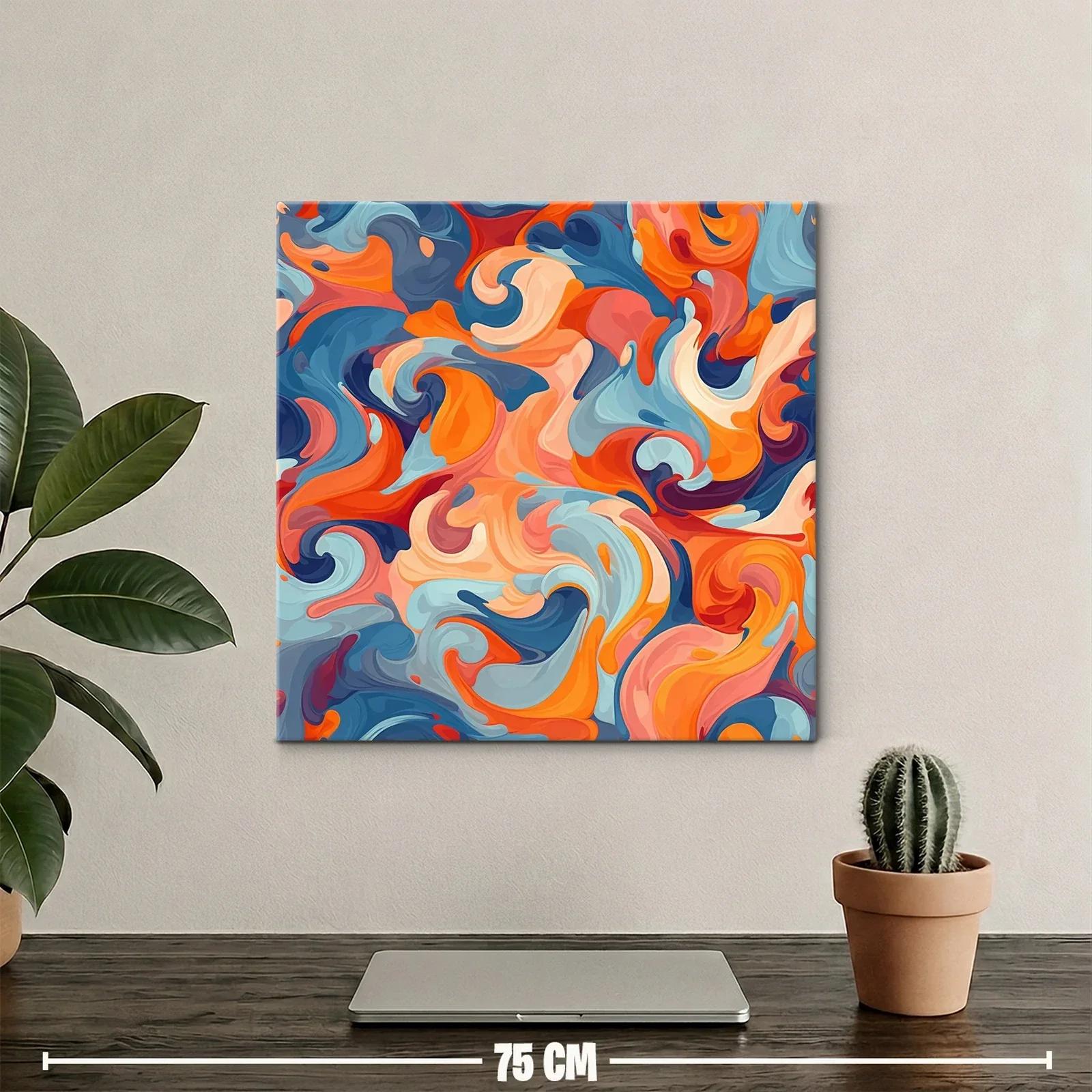 Cuadro abstracto en vibrantes tonos cálidos y fríos — miniatura 2