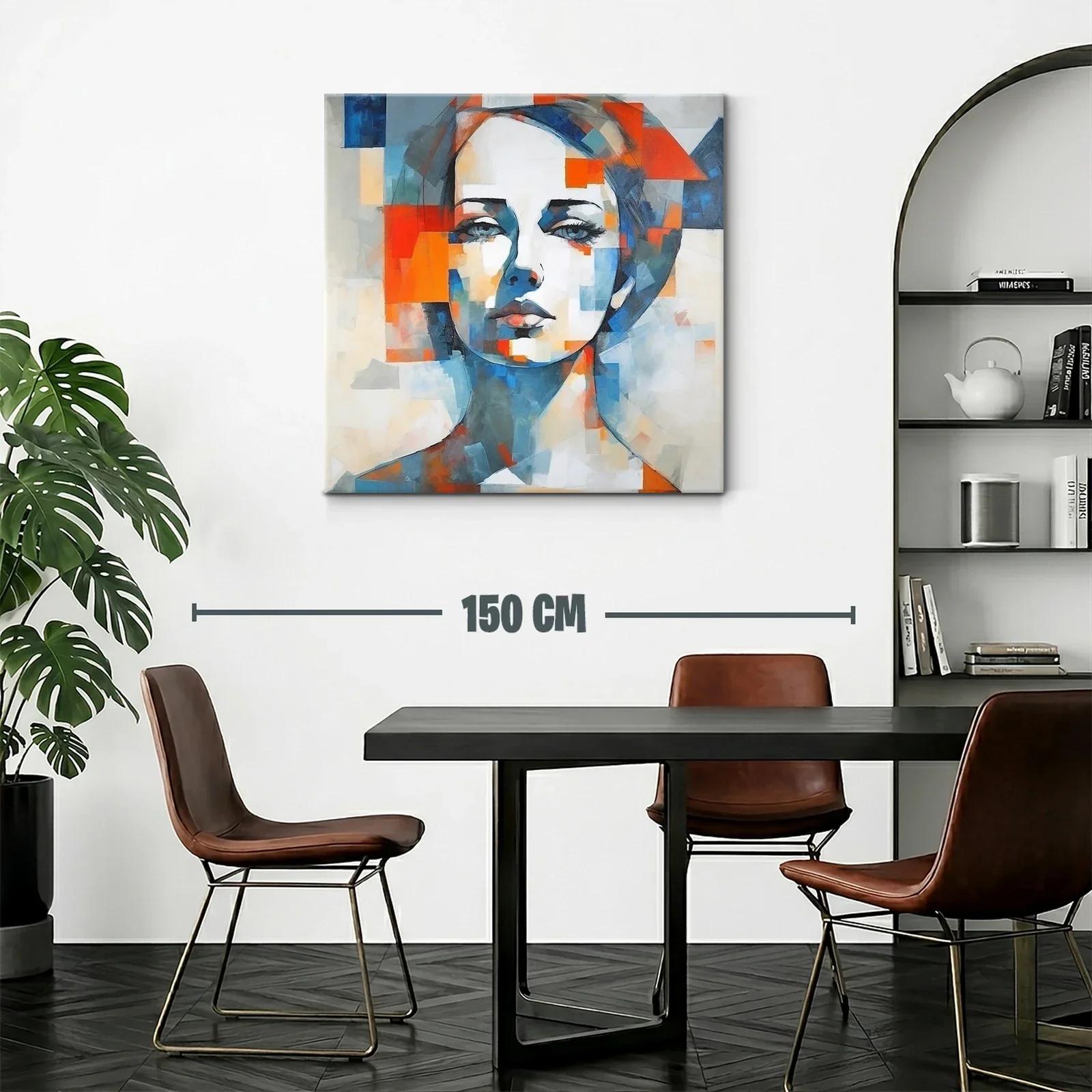 Retrato abstracto femenino con vibrantes tonos azul y naranja — miniatura 2