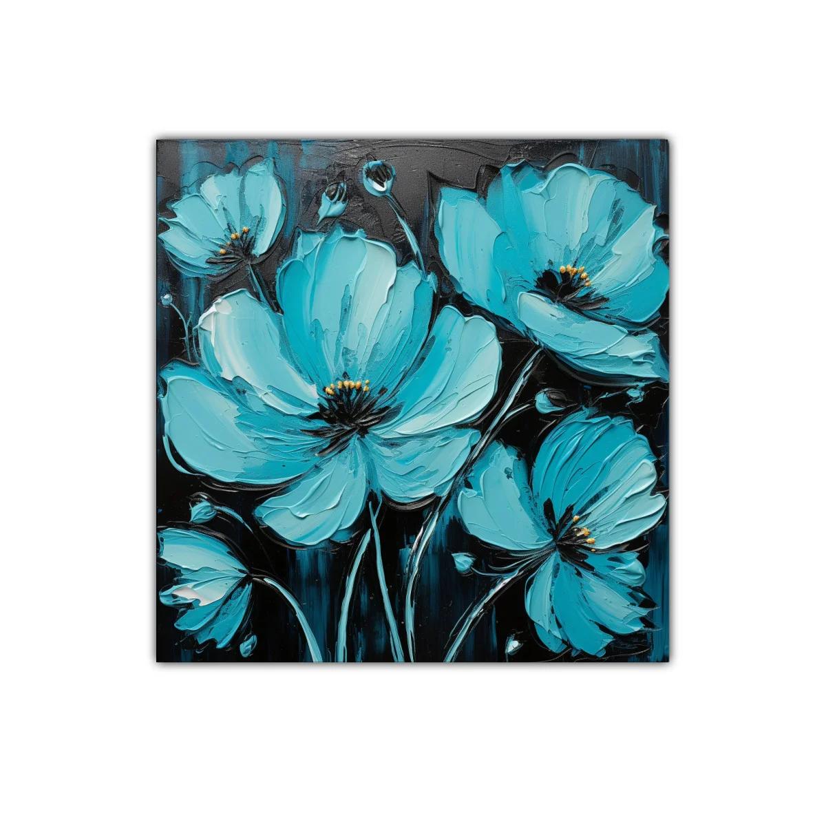 Cuadro decorativo con flores azules vibrantes y elegantes — imagen principal