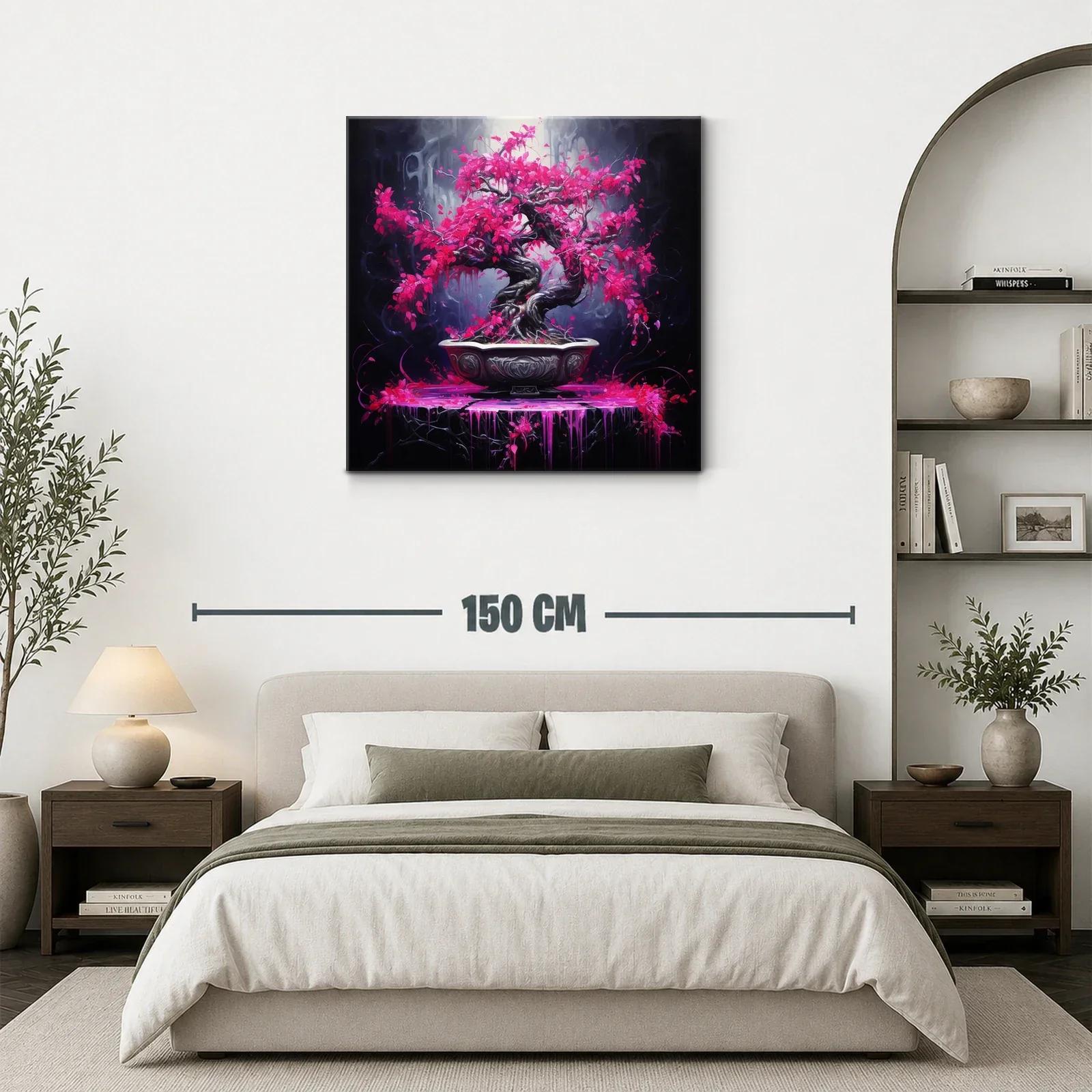 Bonsái vibrante con hojas fucsias en contraste oscuro — miniatura 3
