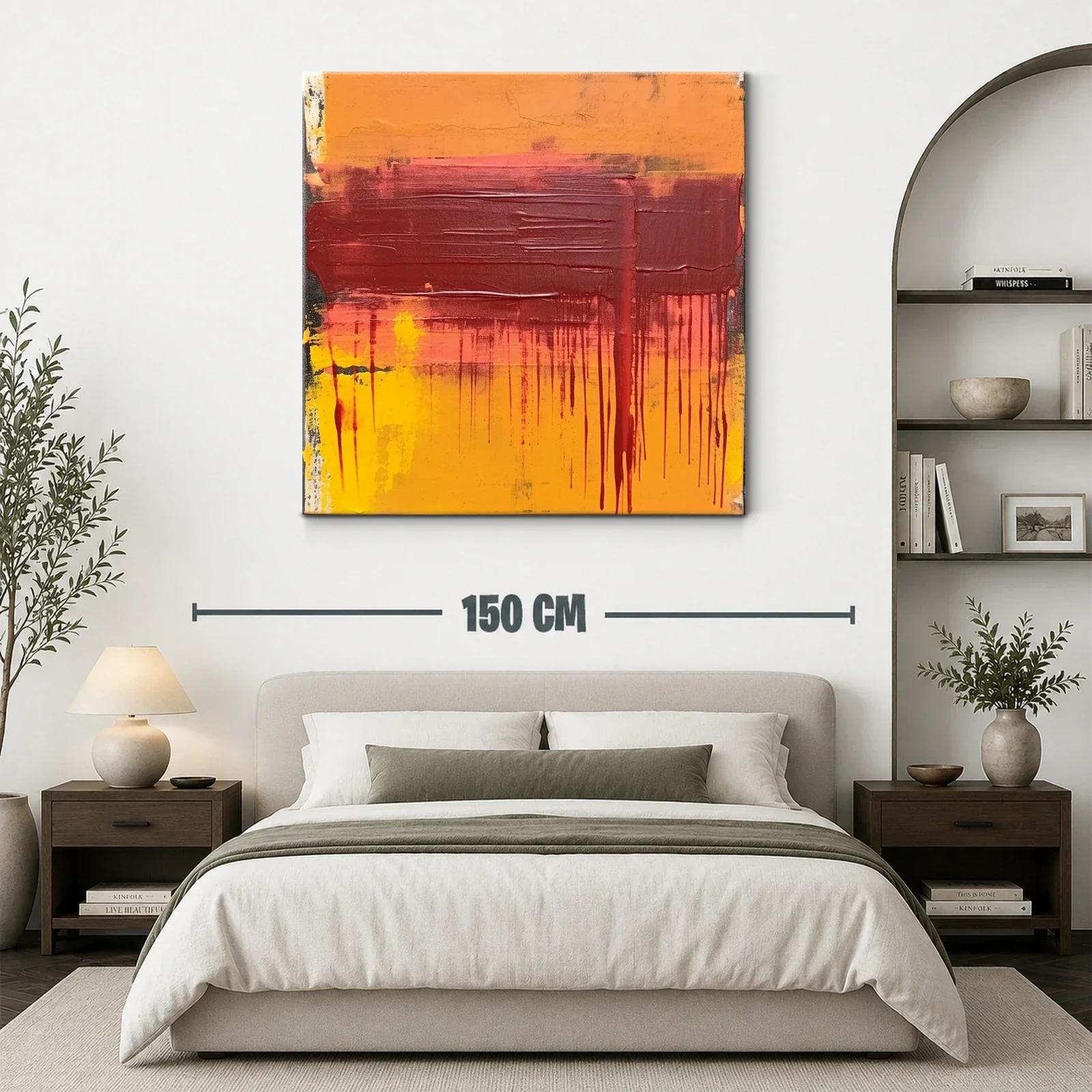 Cuadro Abstracto con Tonos Cálidos y Texturas Dinámicas — miniatura 3