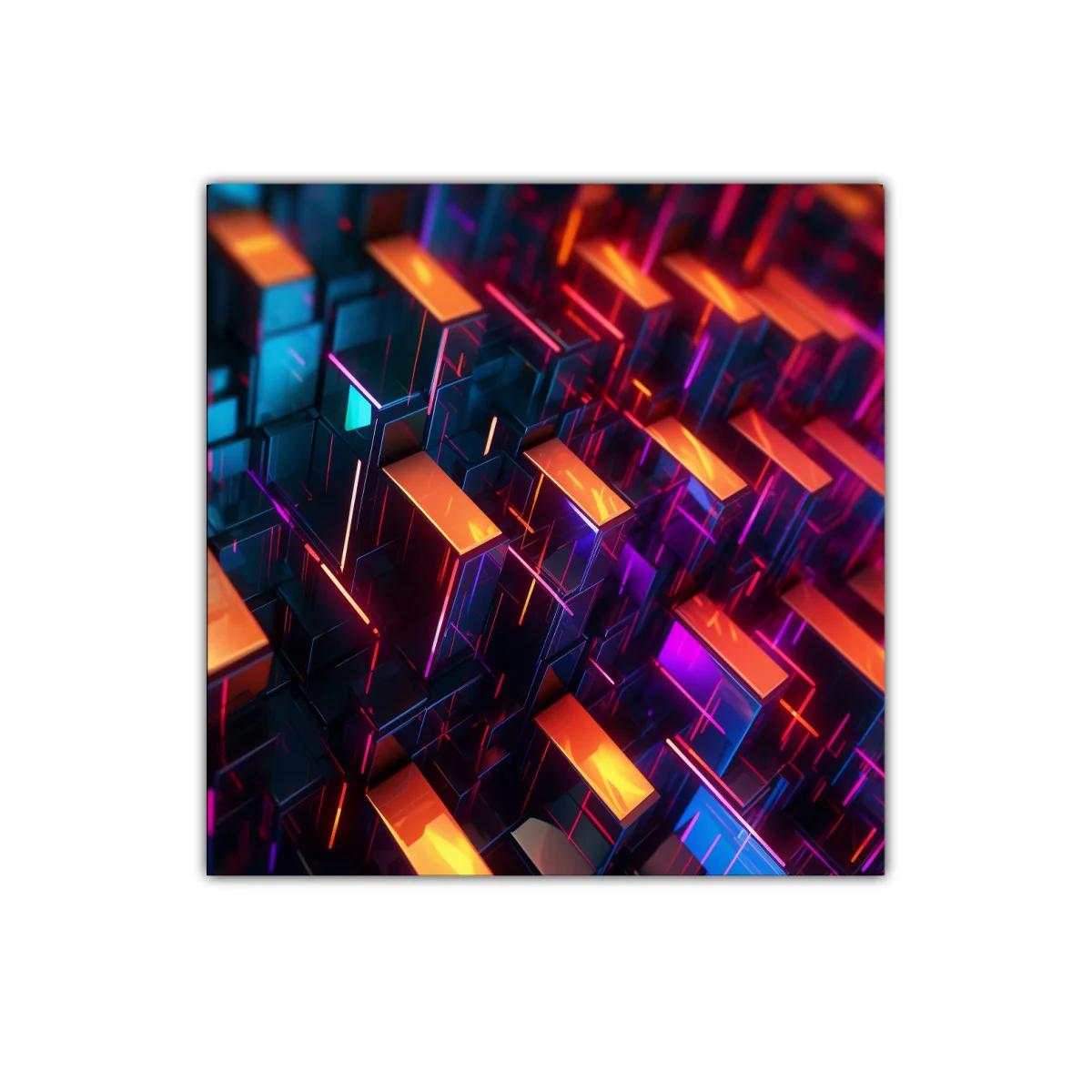 Composición geométrica vibrante en tonos neón y oscuros — imagen principal