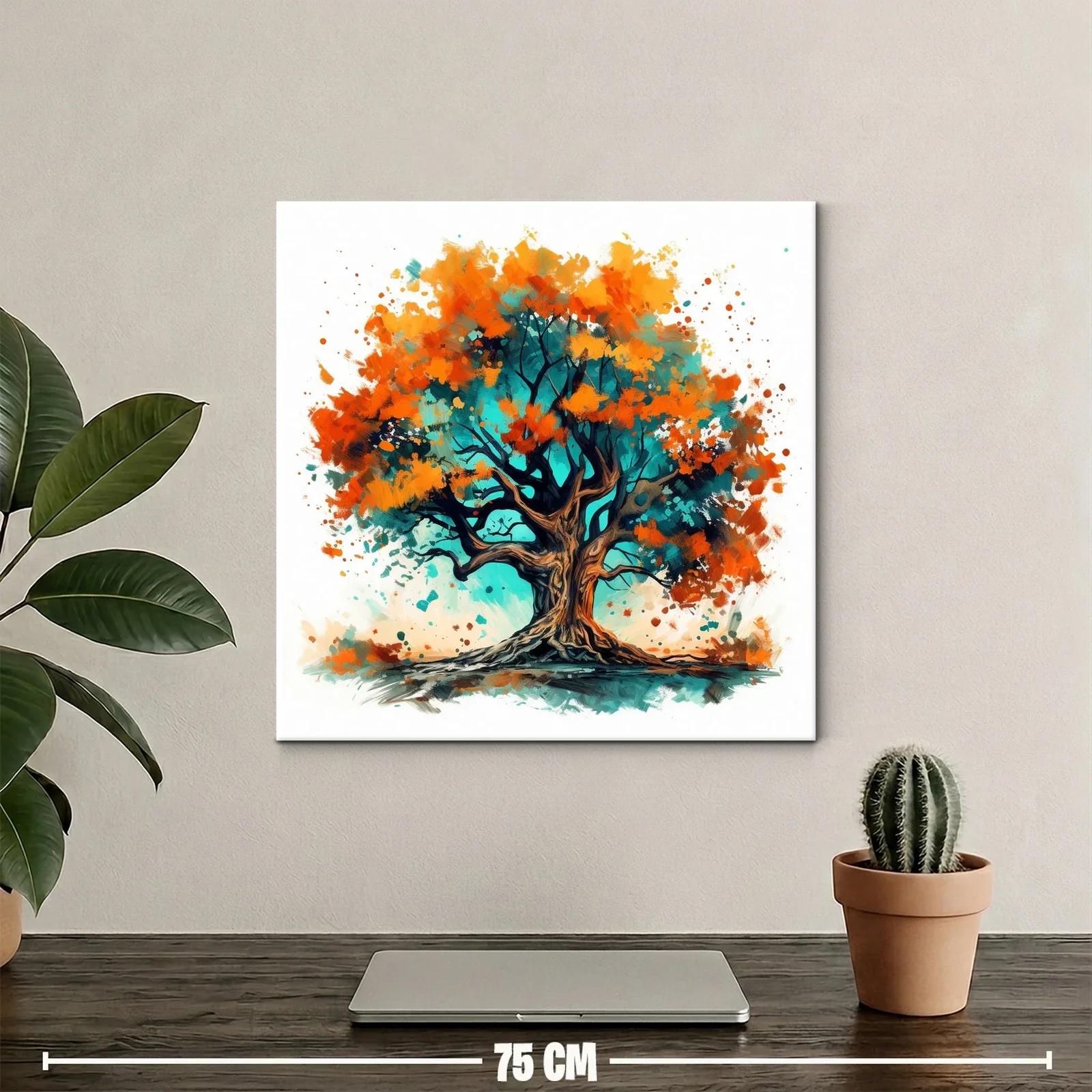 Árbol vibrante con tonos cálidos y frescos en composición dinámica — miniatura 2