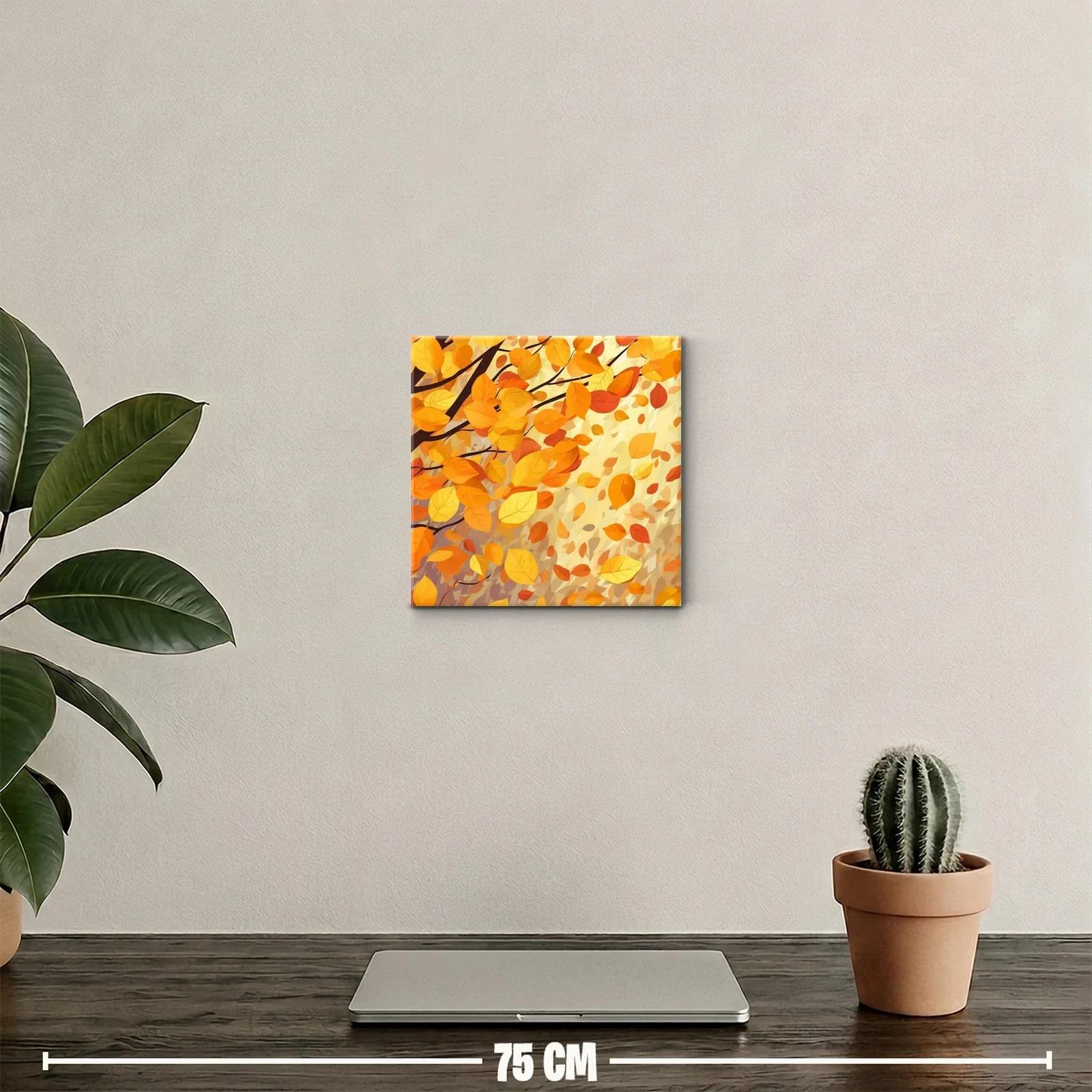 Cuadro decorativo con hojas otoñales en tonos cálidos — miniatura 2