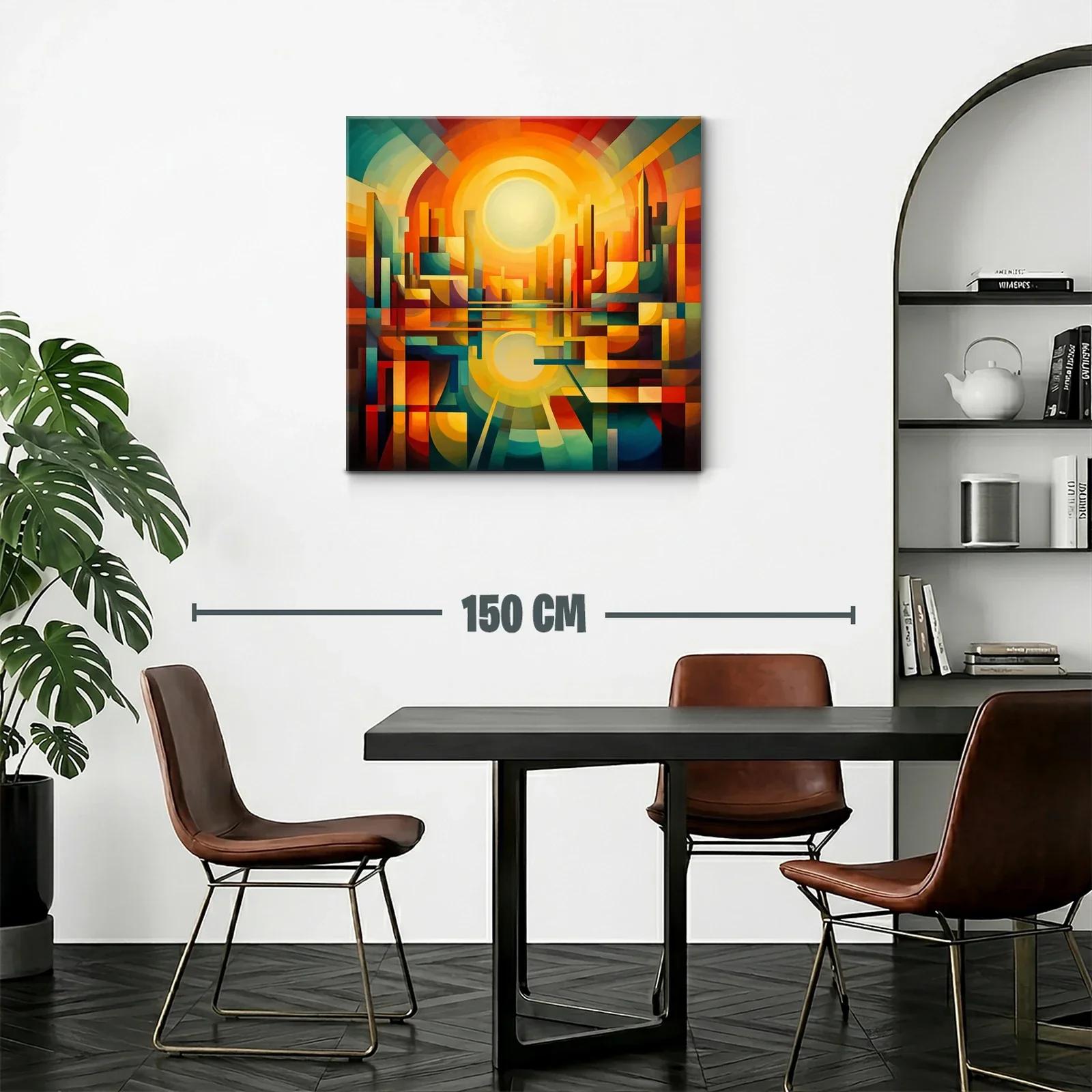 Ciudad abstracta al amanecer con vibrante paleta cálida — miniatura 2