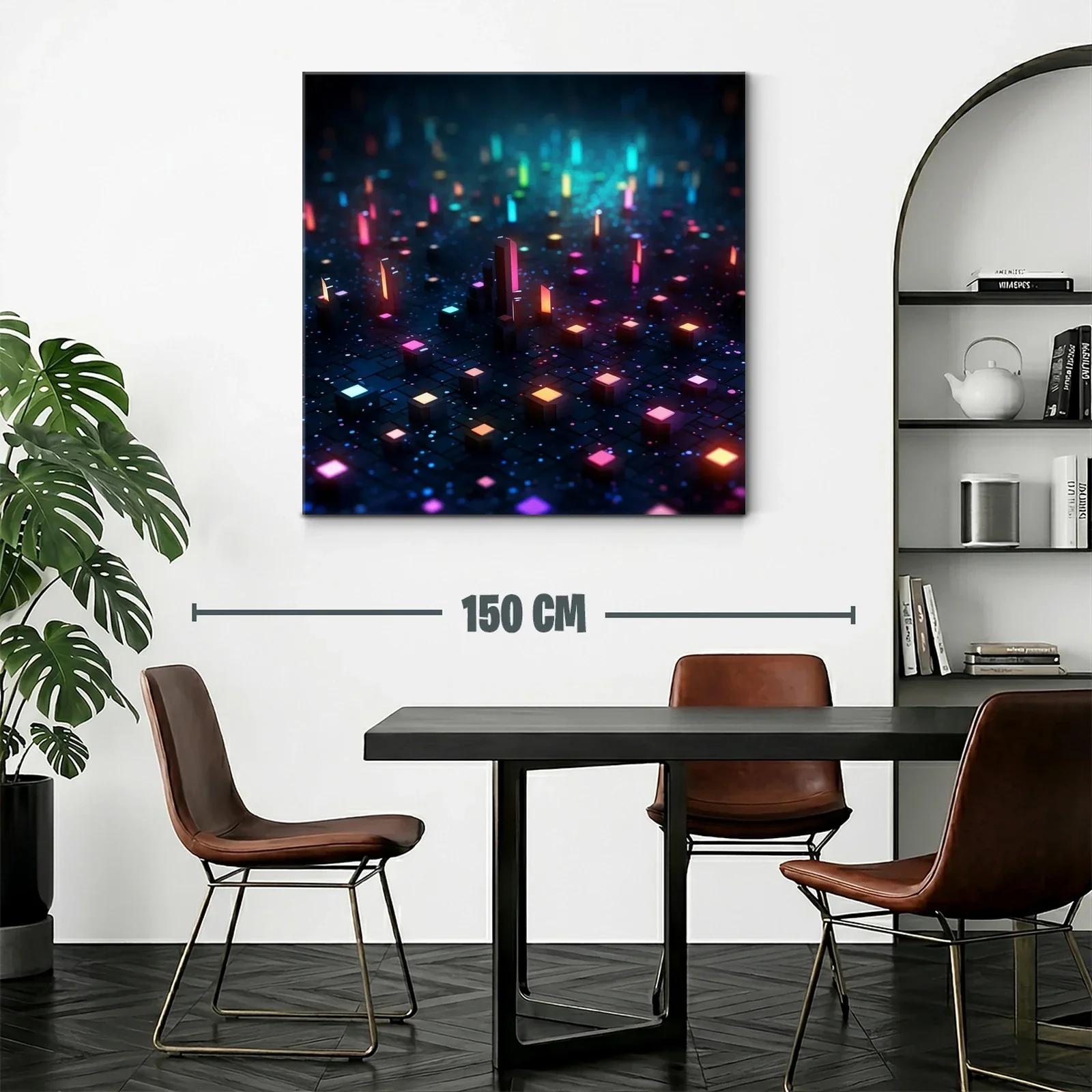 Cuadro abstracto luces de neón sobre fondo oscuro — miniatura 2