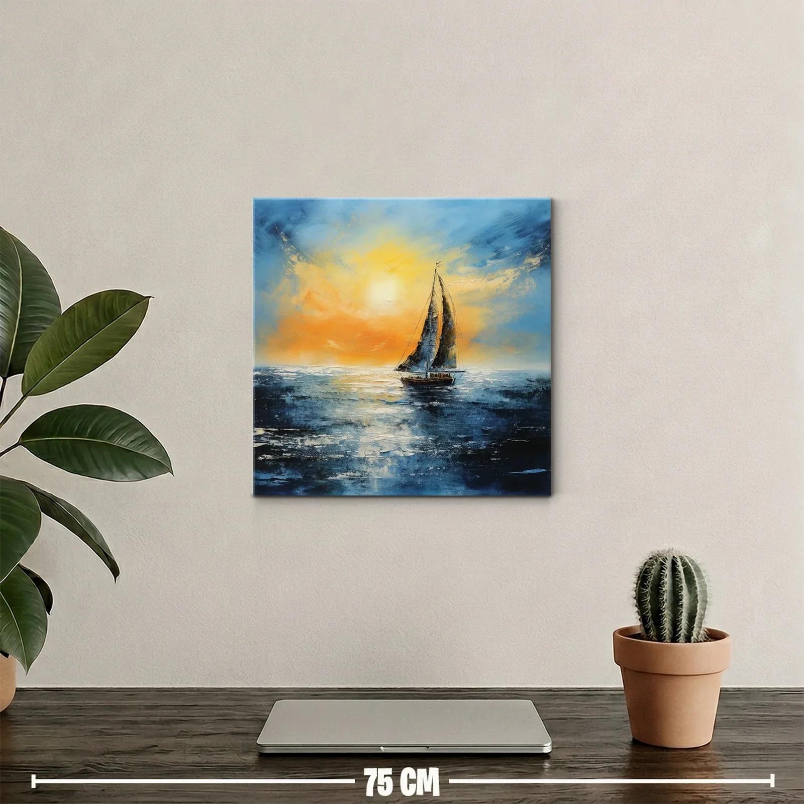 Velero navegando al atardecer sobre mar sereno — miniatura 2