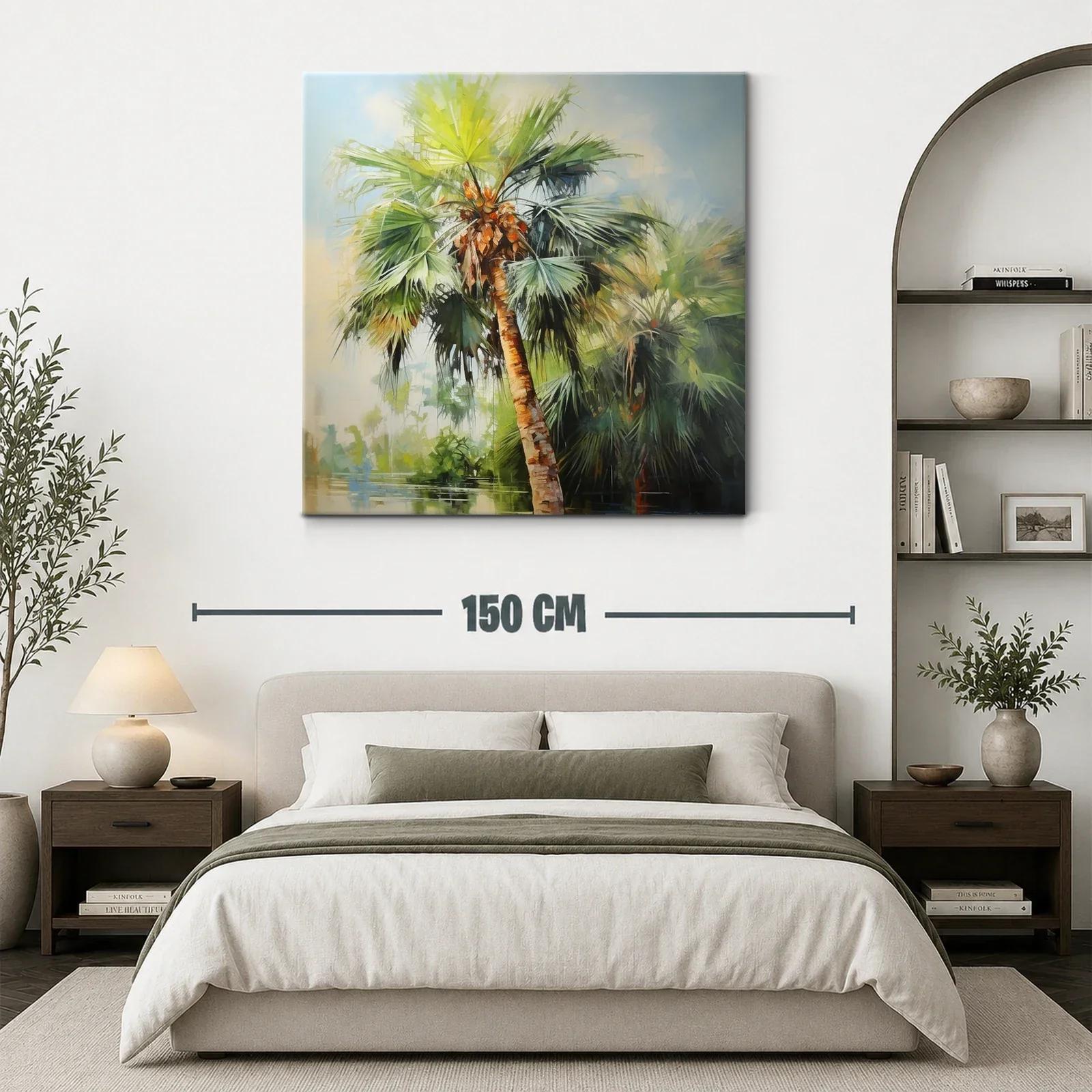 Palmera tropical con vibrantes tonos verdes y naranjas — miniatura 3
