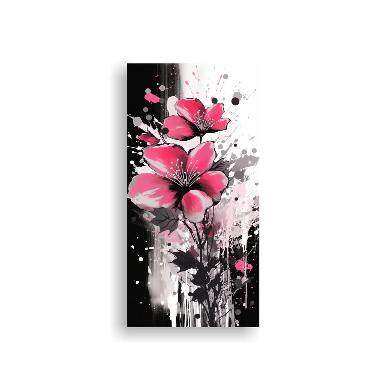 Cuadro flores rosas con salpicaduras expresivas — imagen principal