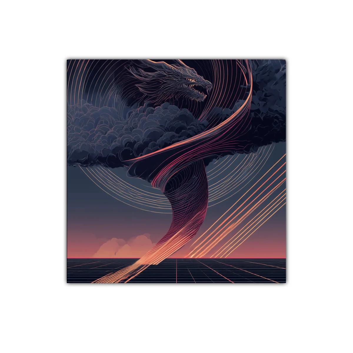 Dragón tornado dinámico en tonos cálidos y oscuros — imagen principal