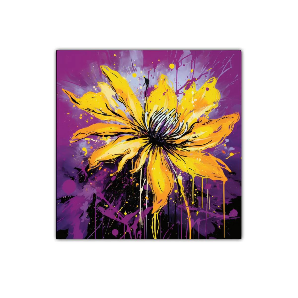 Flor vibrante en tonos amarillos y morados intensos — imagen principal