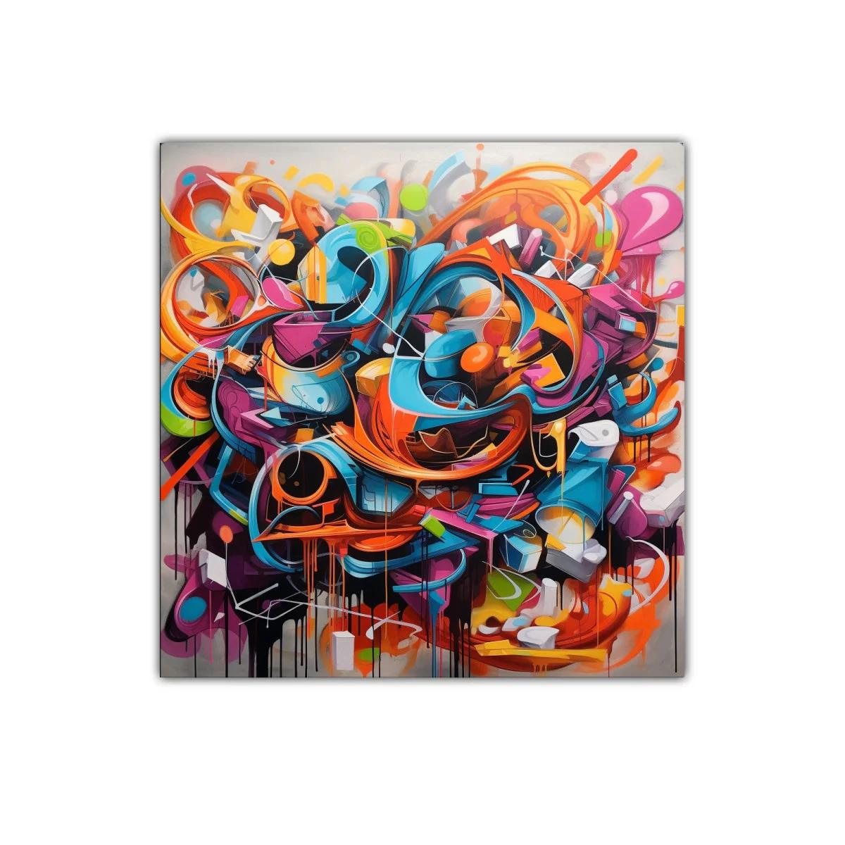 Cuadro vibrante con formas abstractas en colores intensos