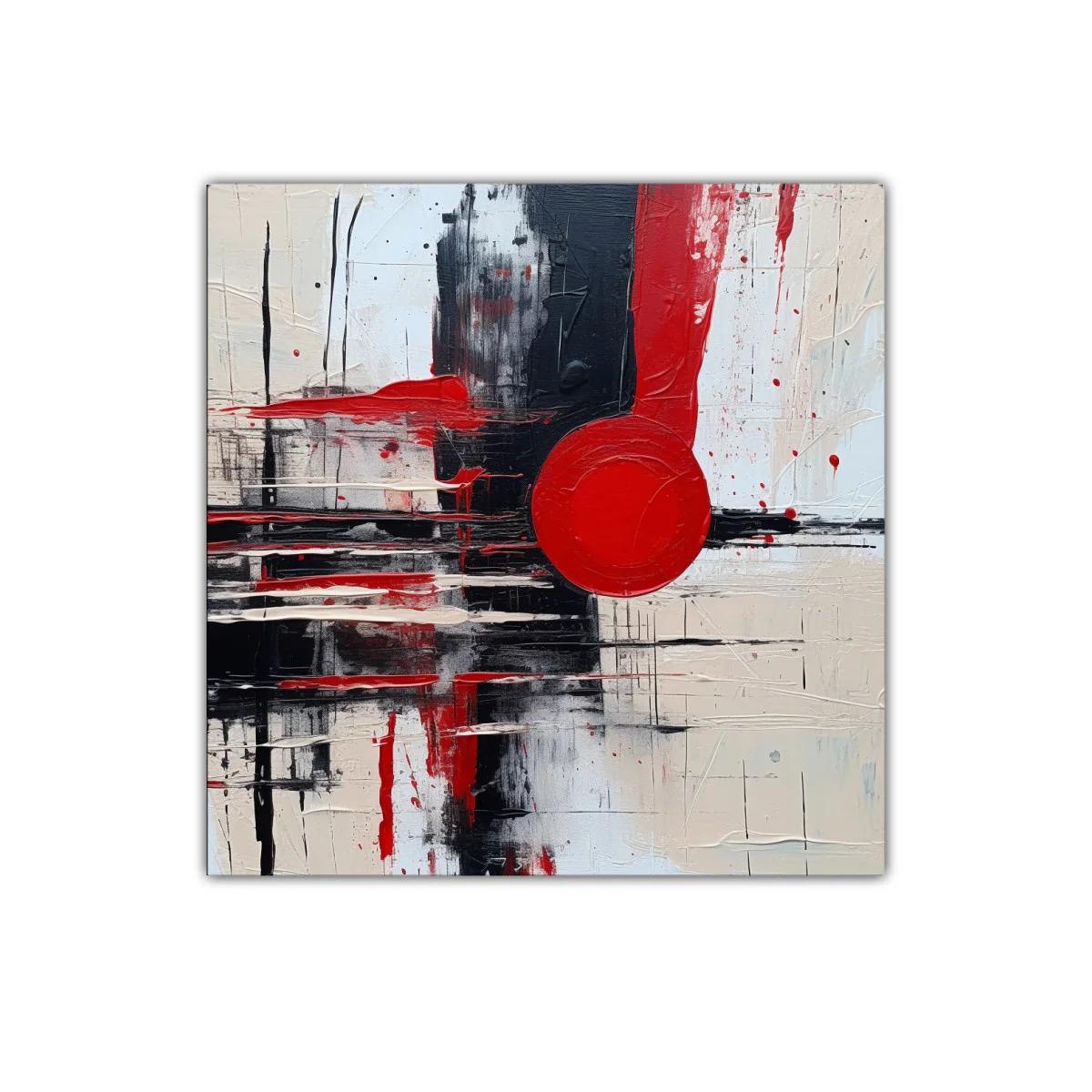 Cuadro decorativo abstracto en rojo negro y blanco vibrante — imagen principal