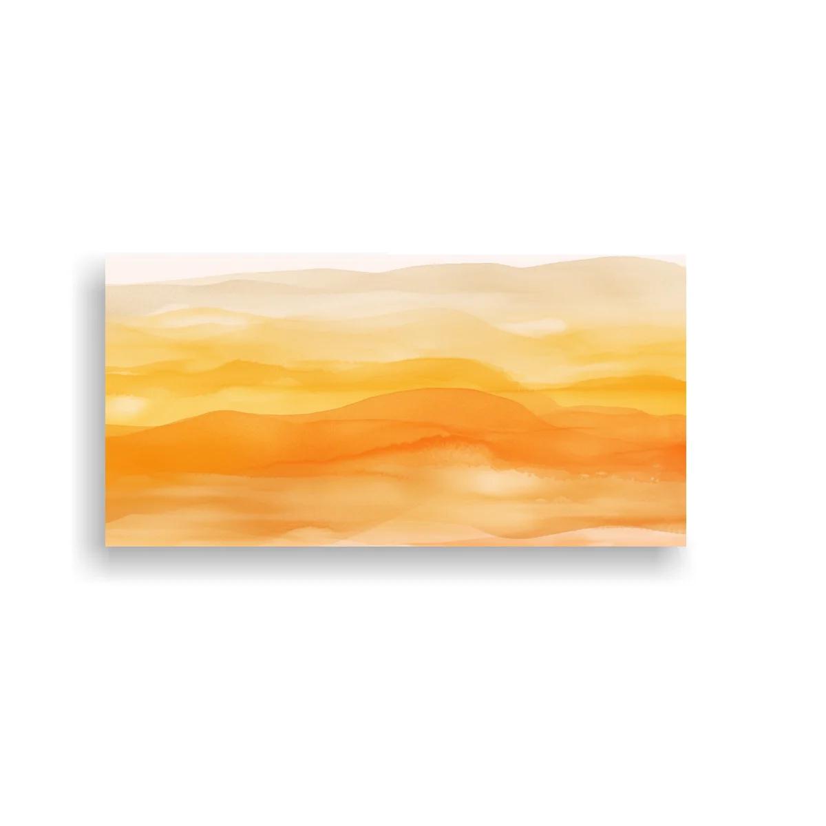 Cuadro paisaje abstracto naranja con horizonte difuso