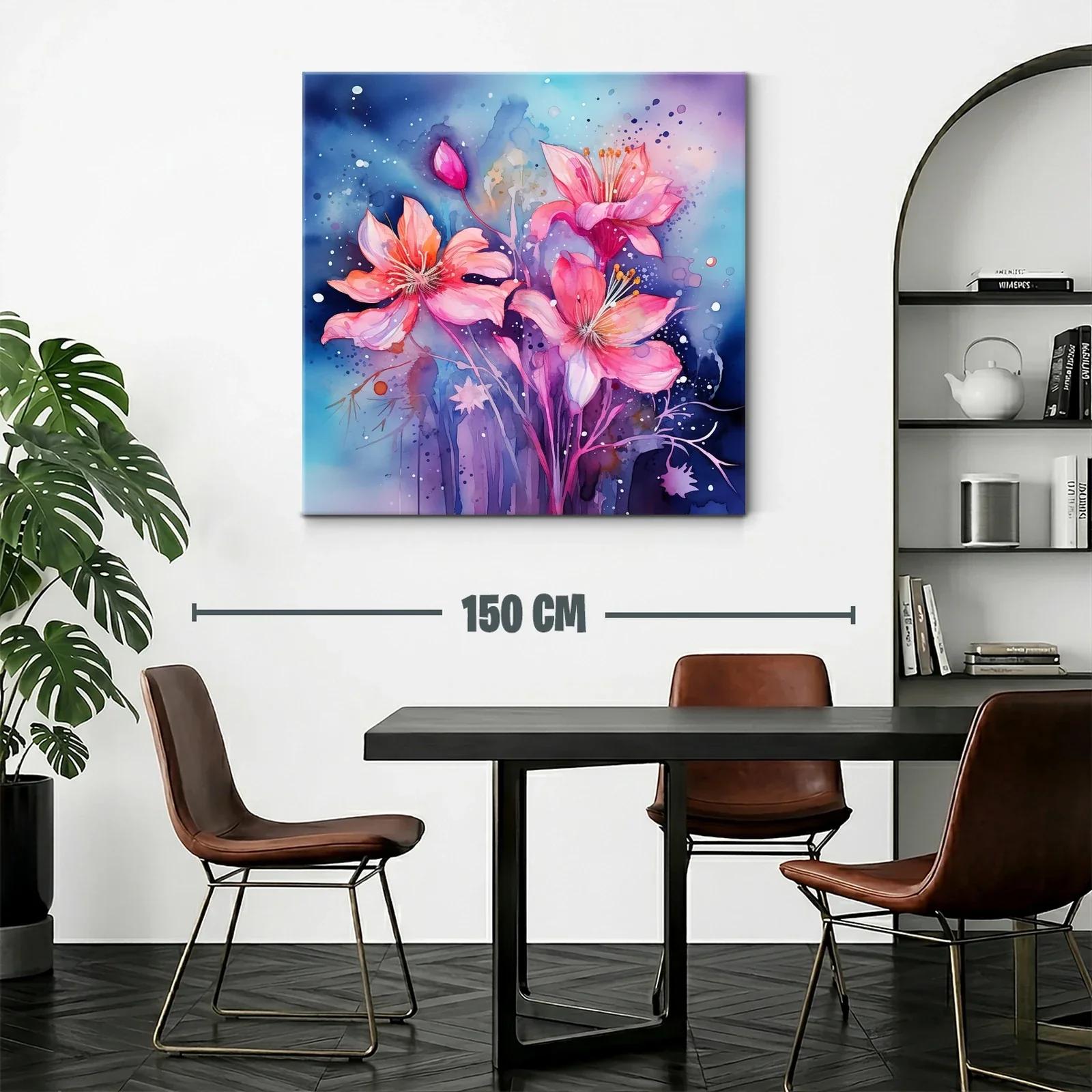 Flores vibrantes en tonos rosa y azul profundo — miniatura 2