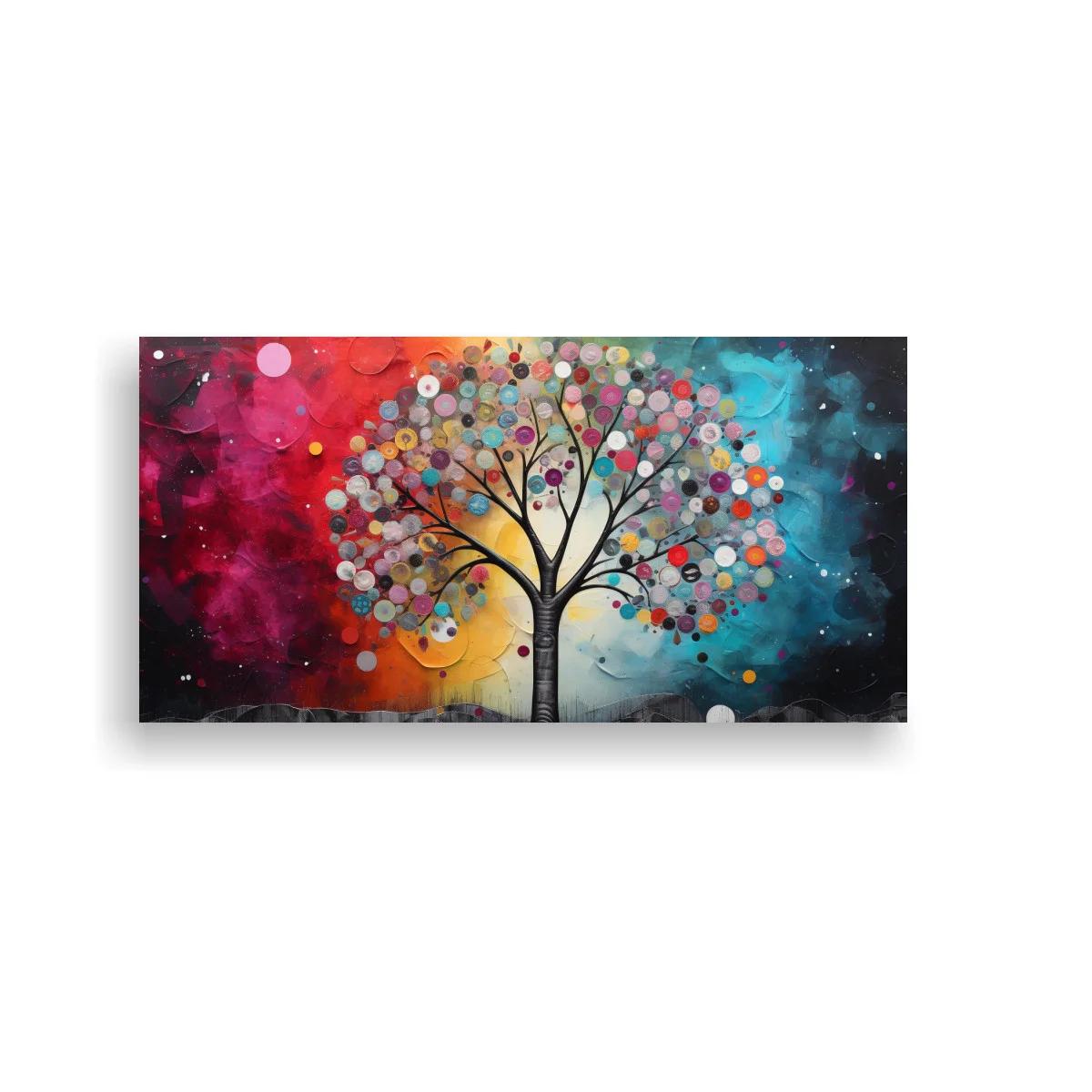 Cuadro árbol de la vida con fondo vibrante