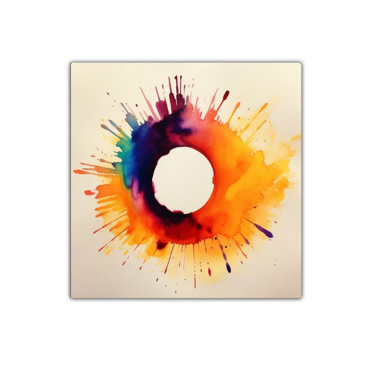 Cuadro abstracto explosión circular de colores vibrantes — miniatura 1