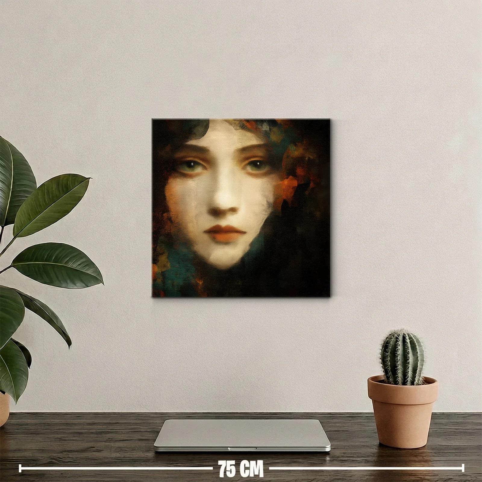 Retrato femenino expresivo con tonos cálidos y profundos — miniatura 2