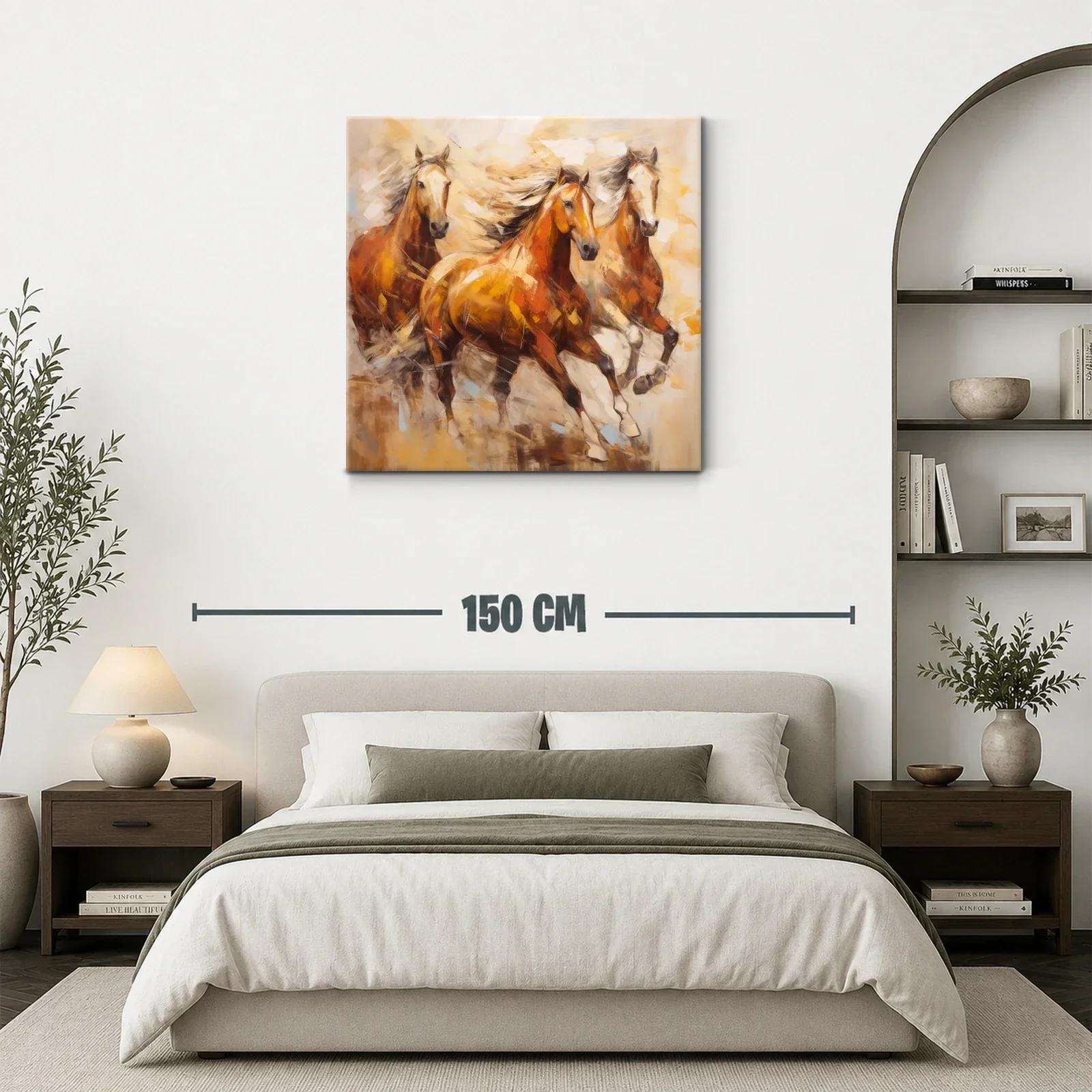 Cuadro con Caballos en Movimiento y Tonos Cálidos — miniatura 3