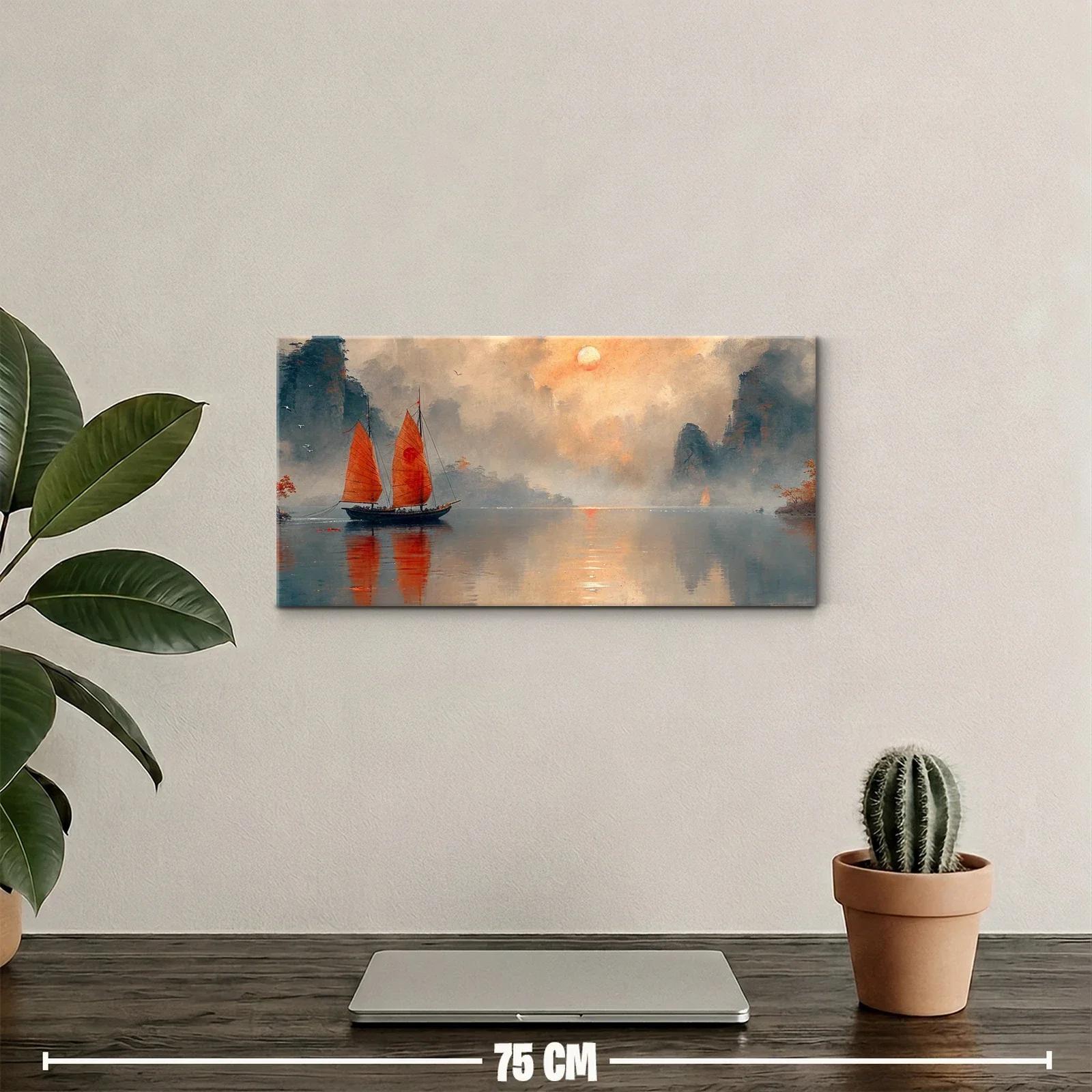 Cuadro velero de velas rojas con luz difusa — miniatura 2