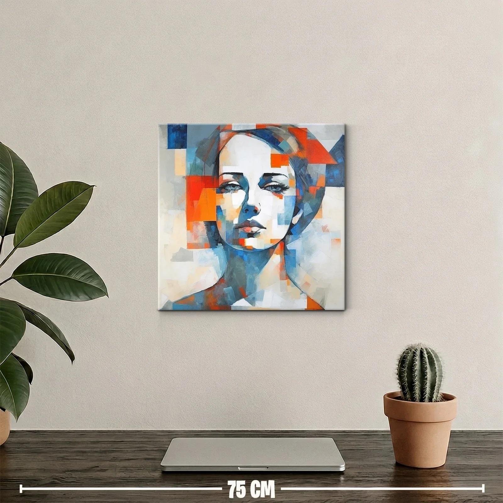 Retrato abstracto femenino con vibrantes tonos azul y naranja — miniatura 2