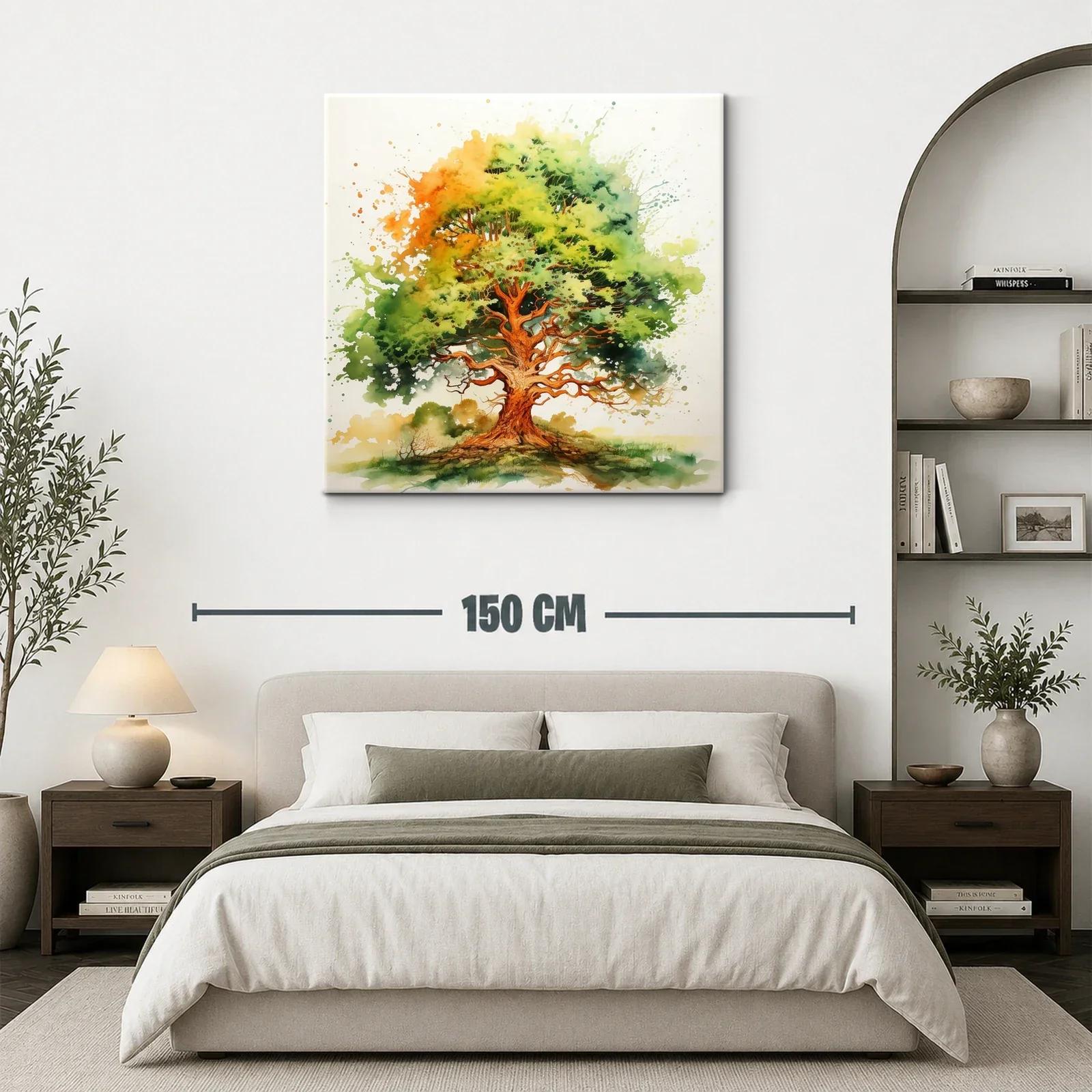 Árbol vibrante con follaje en tonos verdes y naranjas — miniatura 3