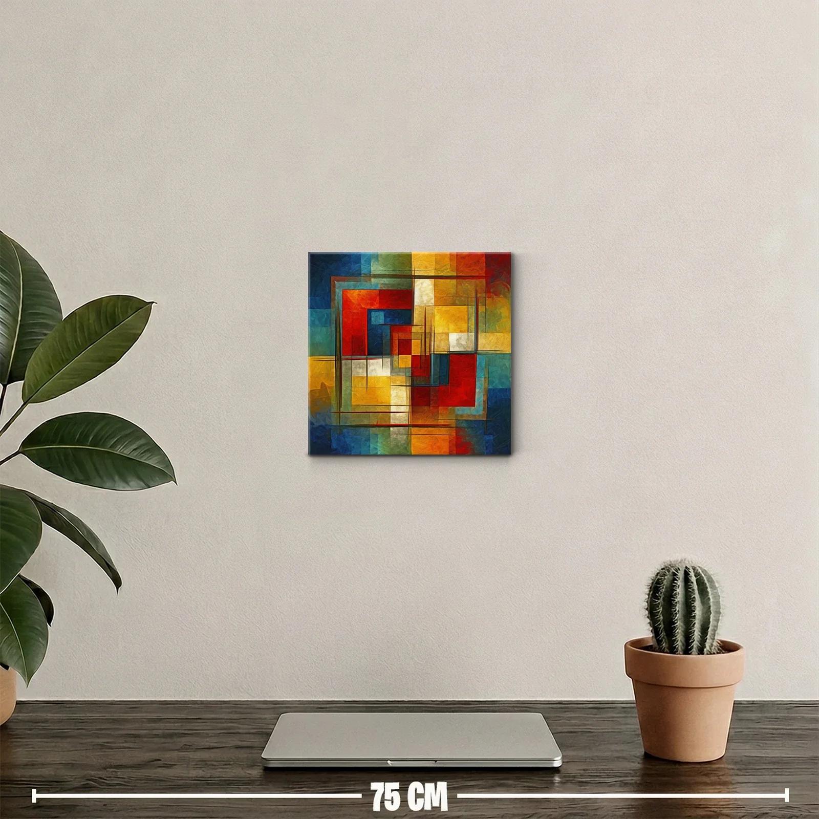 Cuadro abstracto con formas geométricas y colores cálidos — miniatura 2