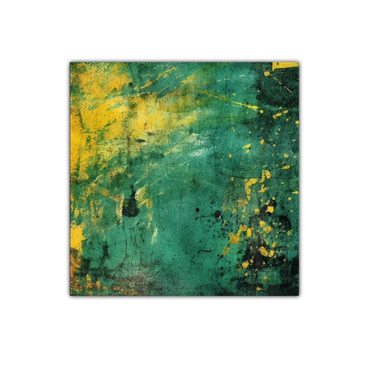 Cuadro abstracto en tonos verdes y amarillos vibrantes — imagen principal