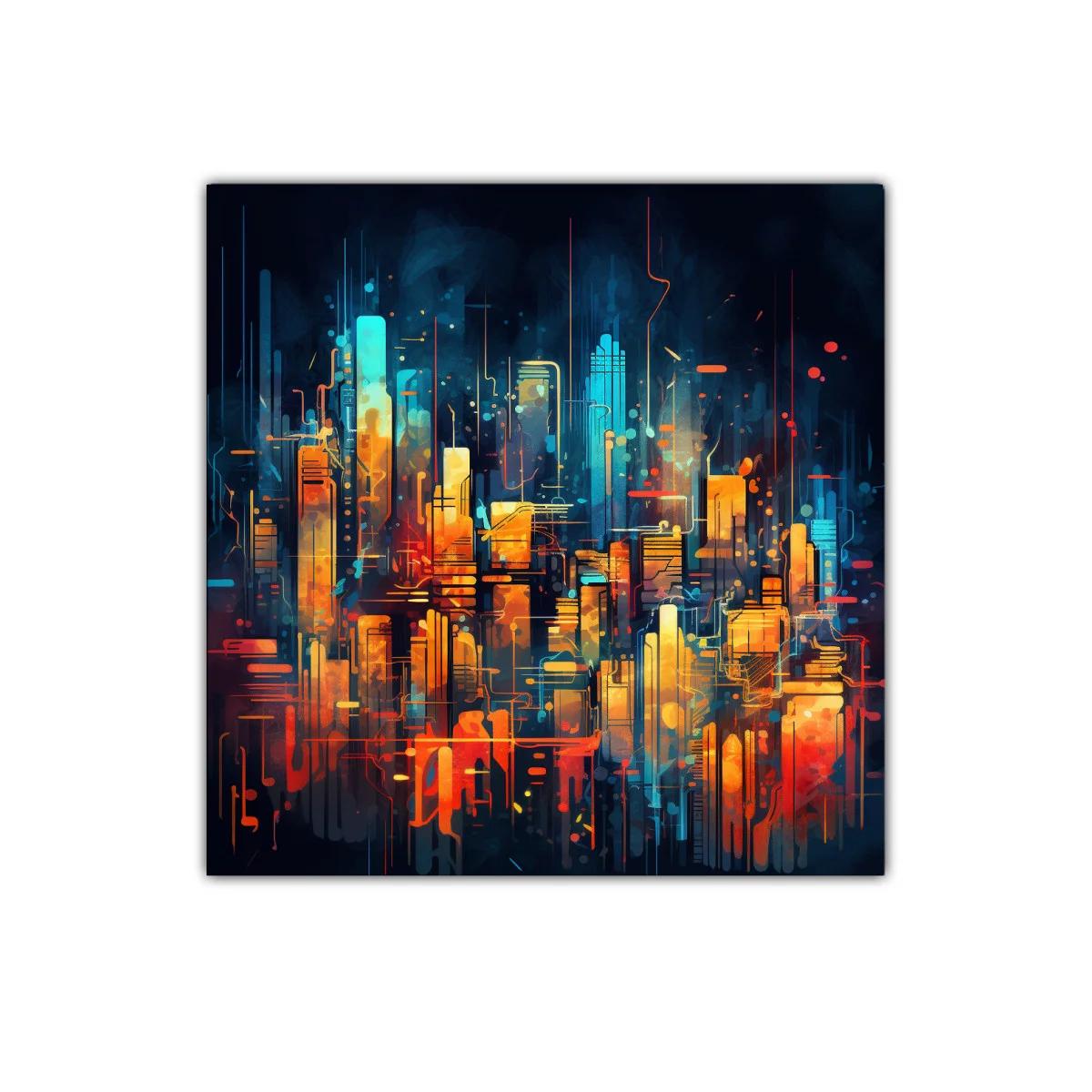 Ciudad futurista vibrante con luces cálidas y frías — imagen principal