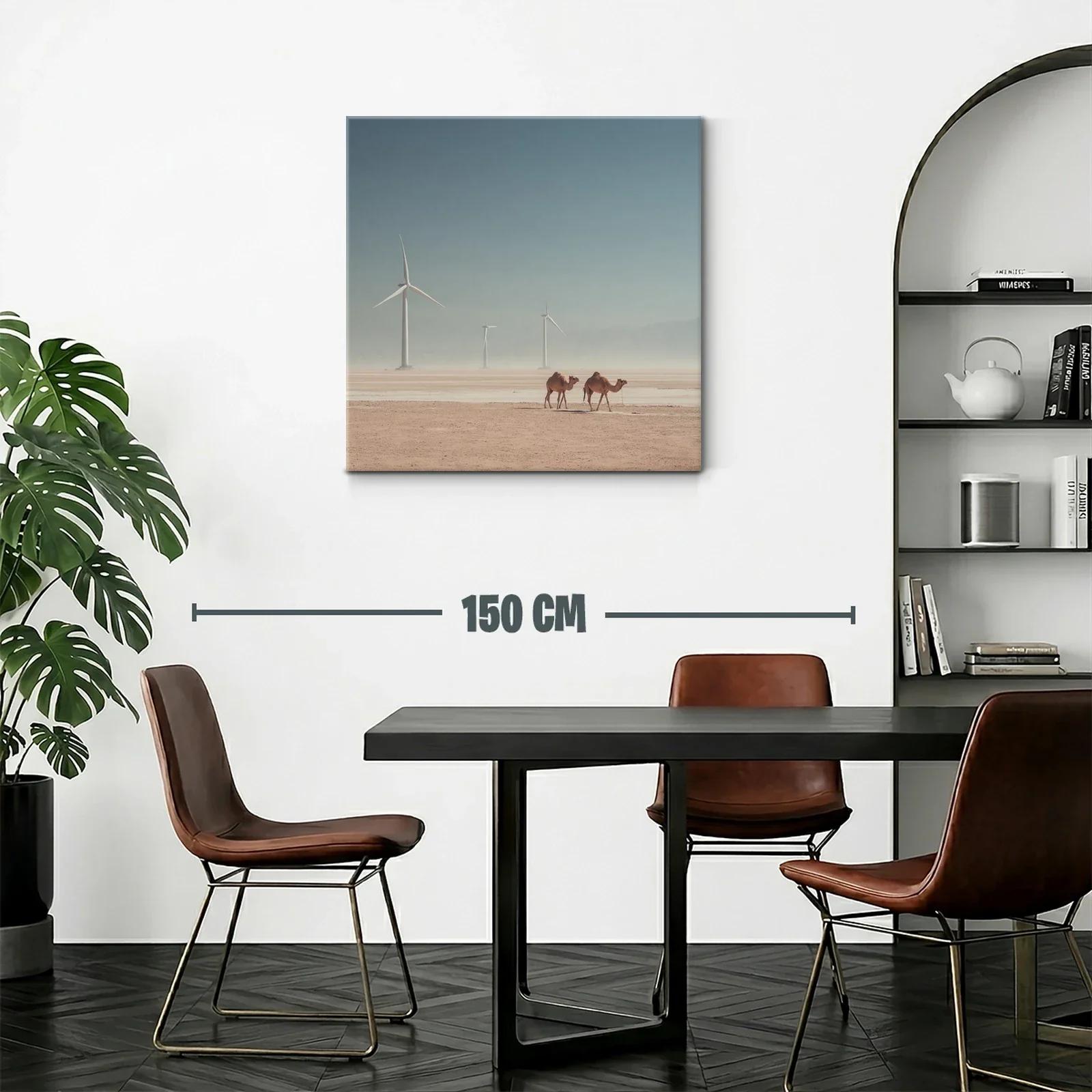 Paisaje Desértico con Camellos y Molinos de Viento — miniatura 2