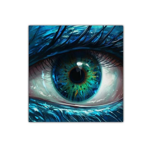 Impactante retrato de ojo con detalles tecnológicos