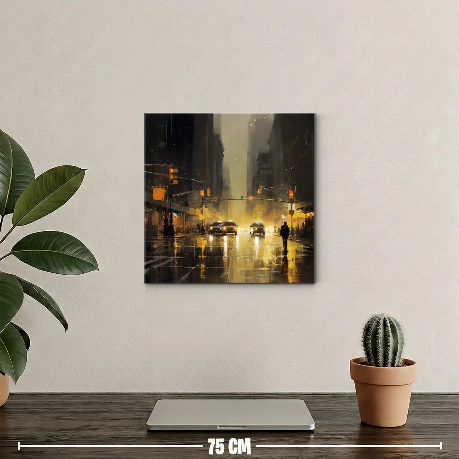 Ambiente urbano nocturno con luces cálidas y reflejos — miniatura 2