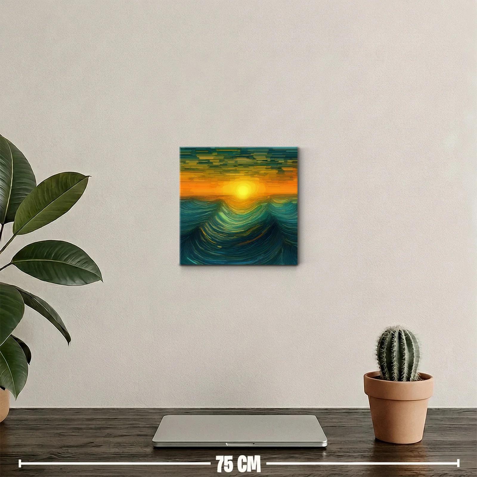 Inspirador atardecer con ondas marinas en tonos cálidos — miniatura 2