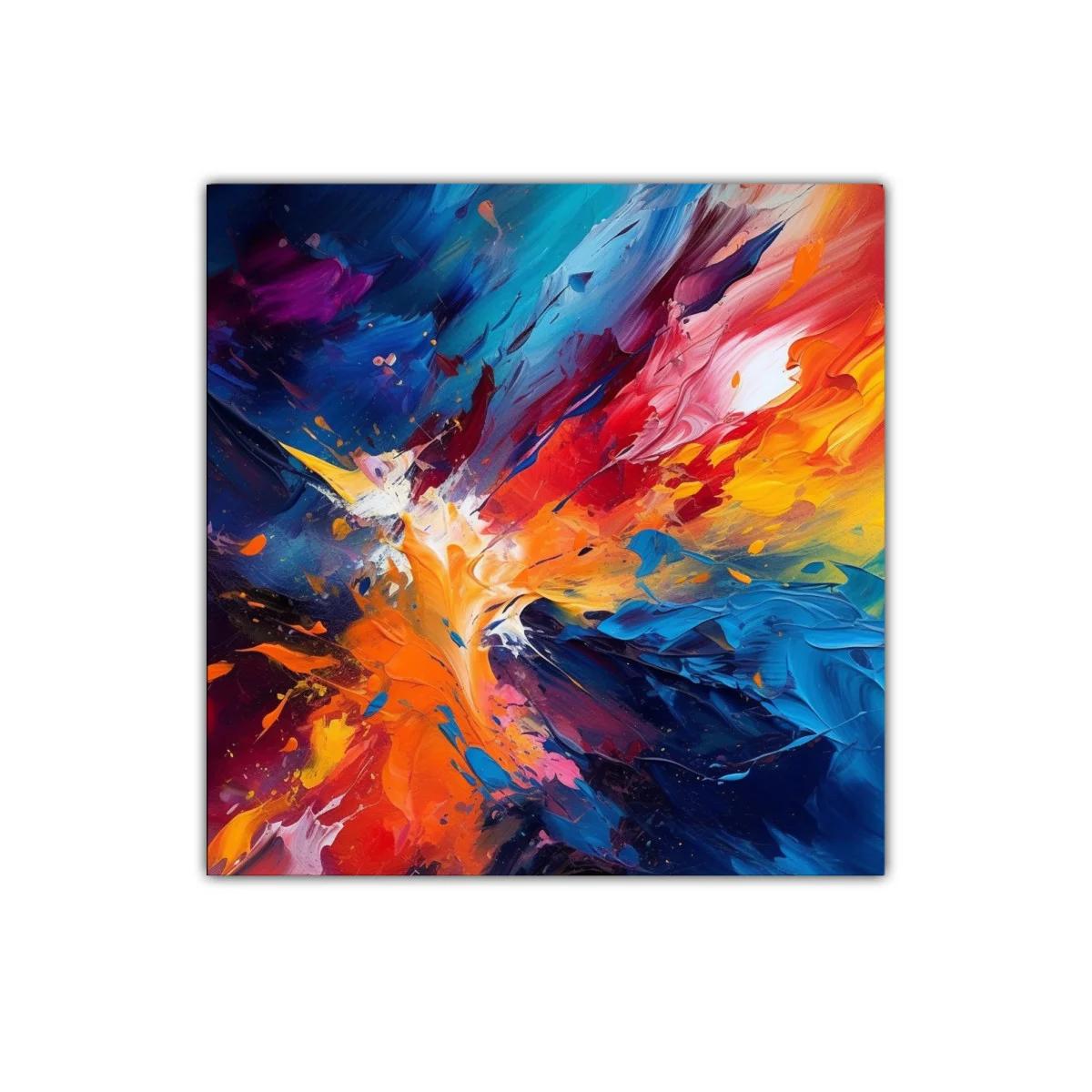 Cuadro abstracto con explosión de colores vibrantes