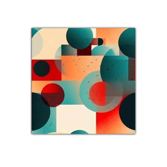 Composición geométrica moderna en tonos cálidos y fríos