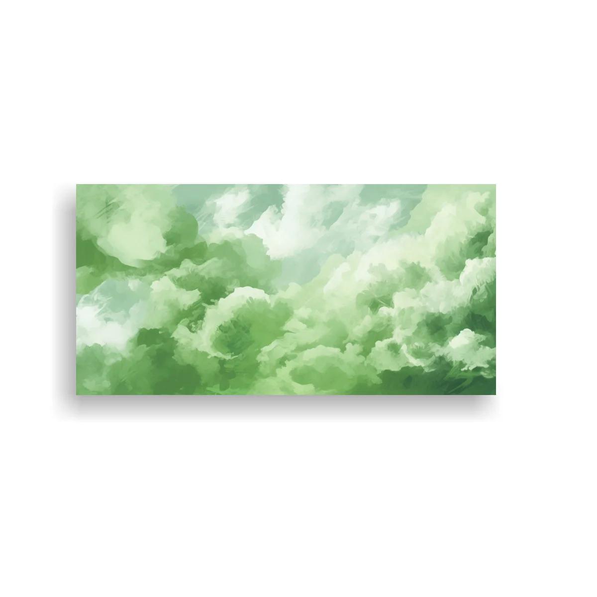 Cuadro nubes verdes en formato panorámico